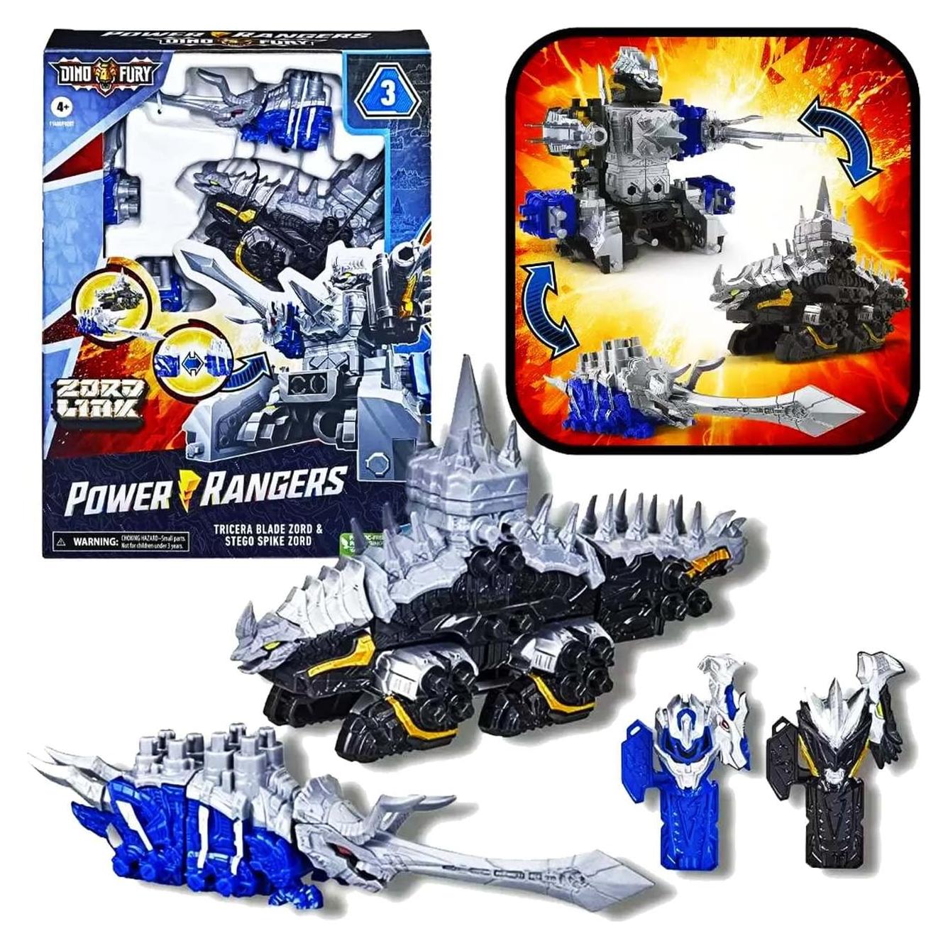 Juguete Power Rangers Dino Fury Zord Link Azul y Negro