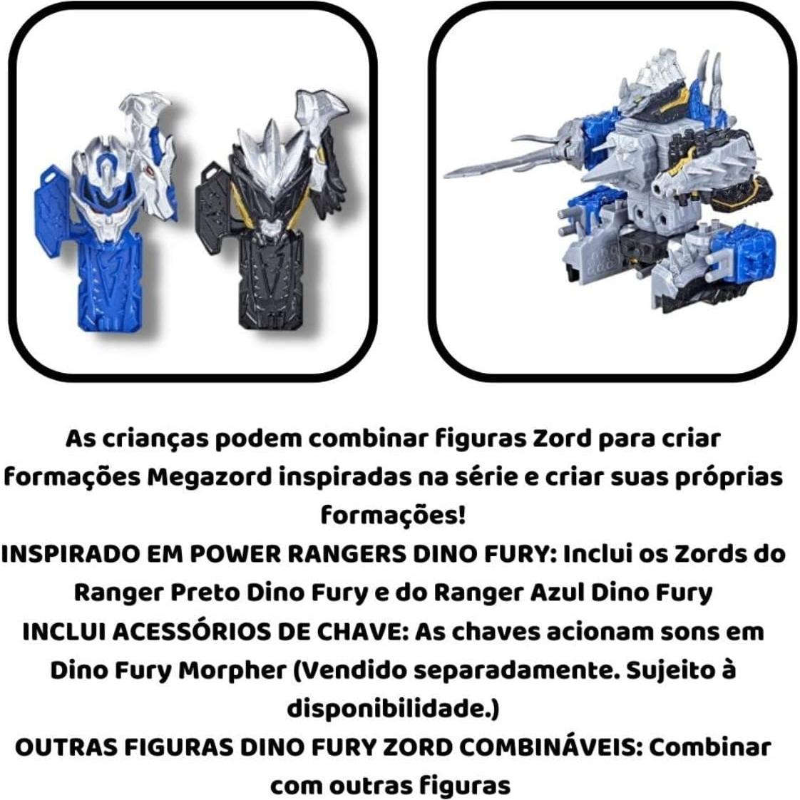 Juguete Power Rangers Dino Fury Zord Link Azul y Negro
