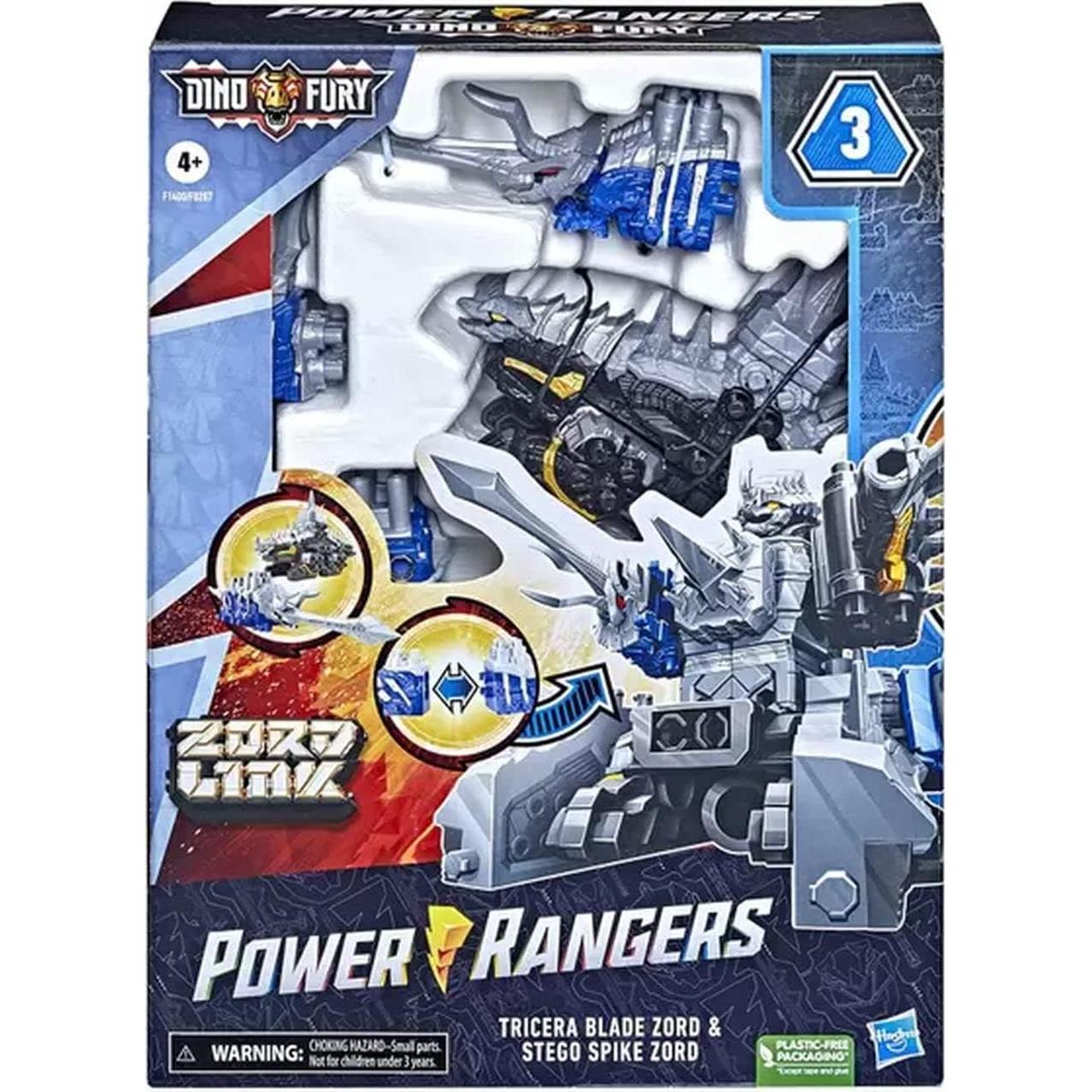 Juguete Power Rangers Dino Fury Zord Link Azul y Negro