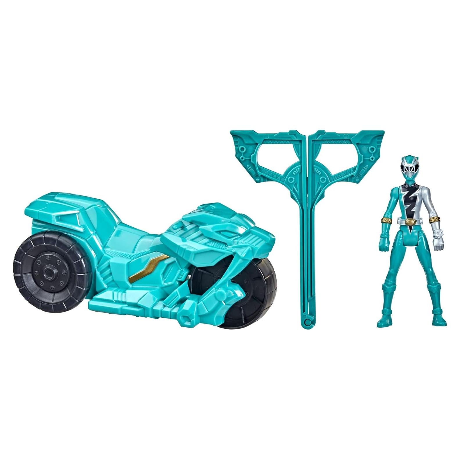 Power Rangers Dino Fury Sabertooth Battle Rider y Green Ranger