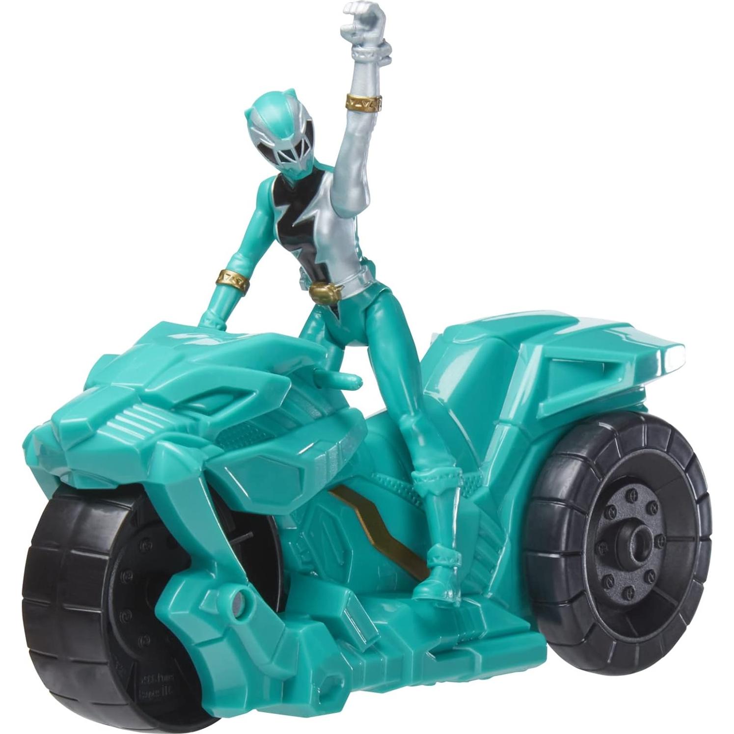 Power Rangers Dino Fury Sabertooth Battle Rider y Green Ranger