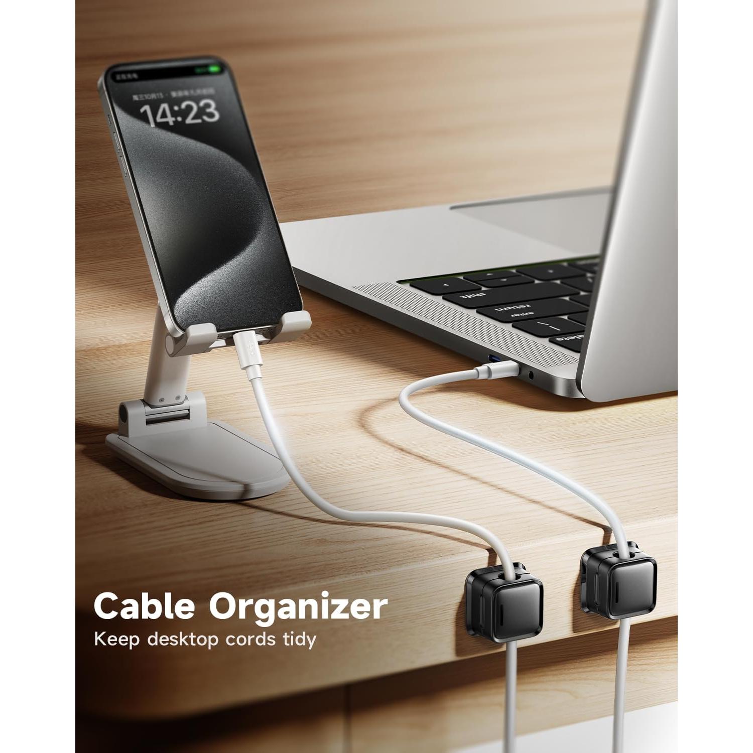 Organizador de Cables Smofish, 8 Clips Magnéticos Negro