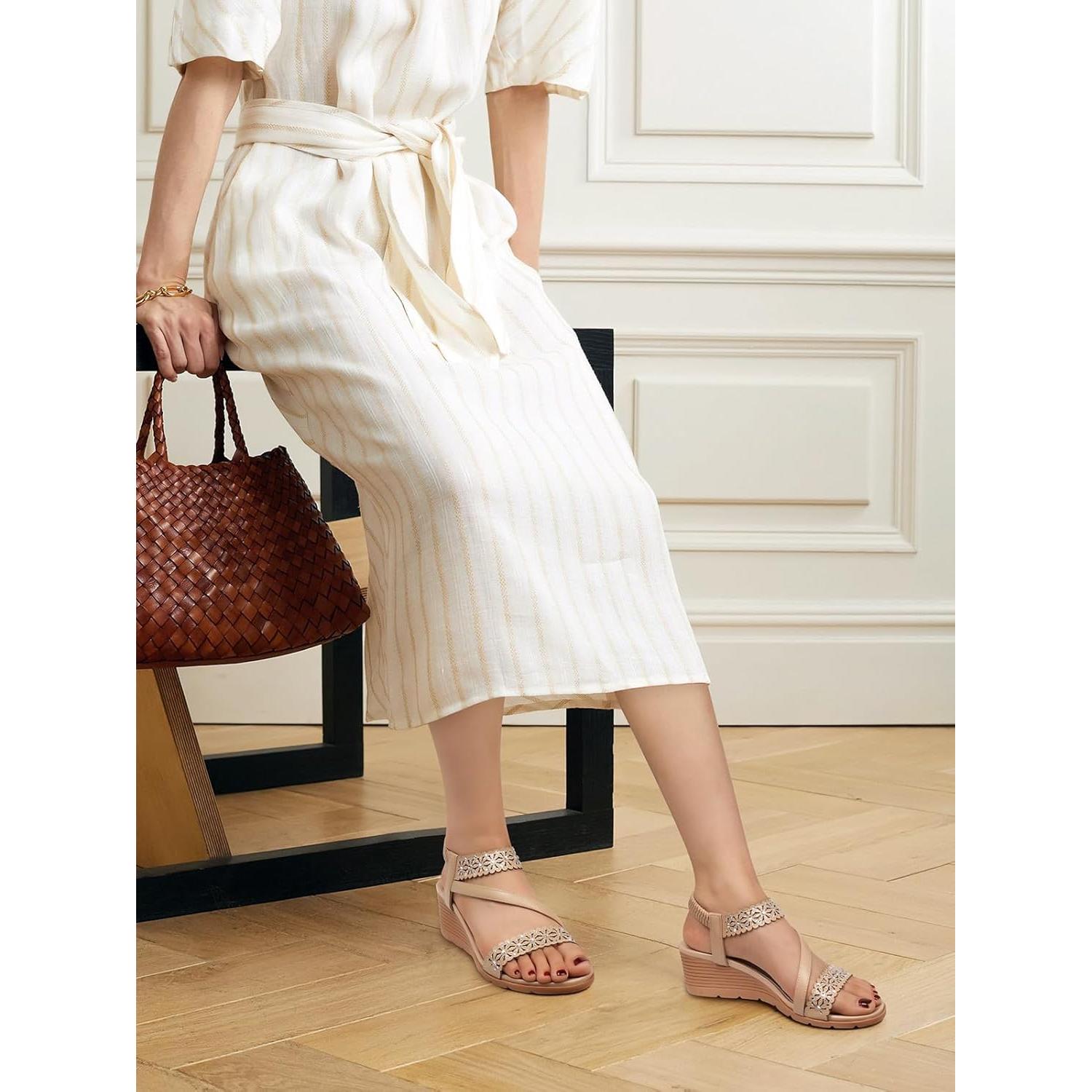 Sandalias Cuña TEMOFON para Mujeres Elegantes Abiertas