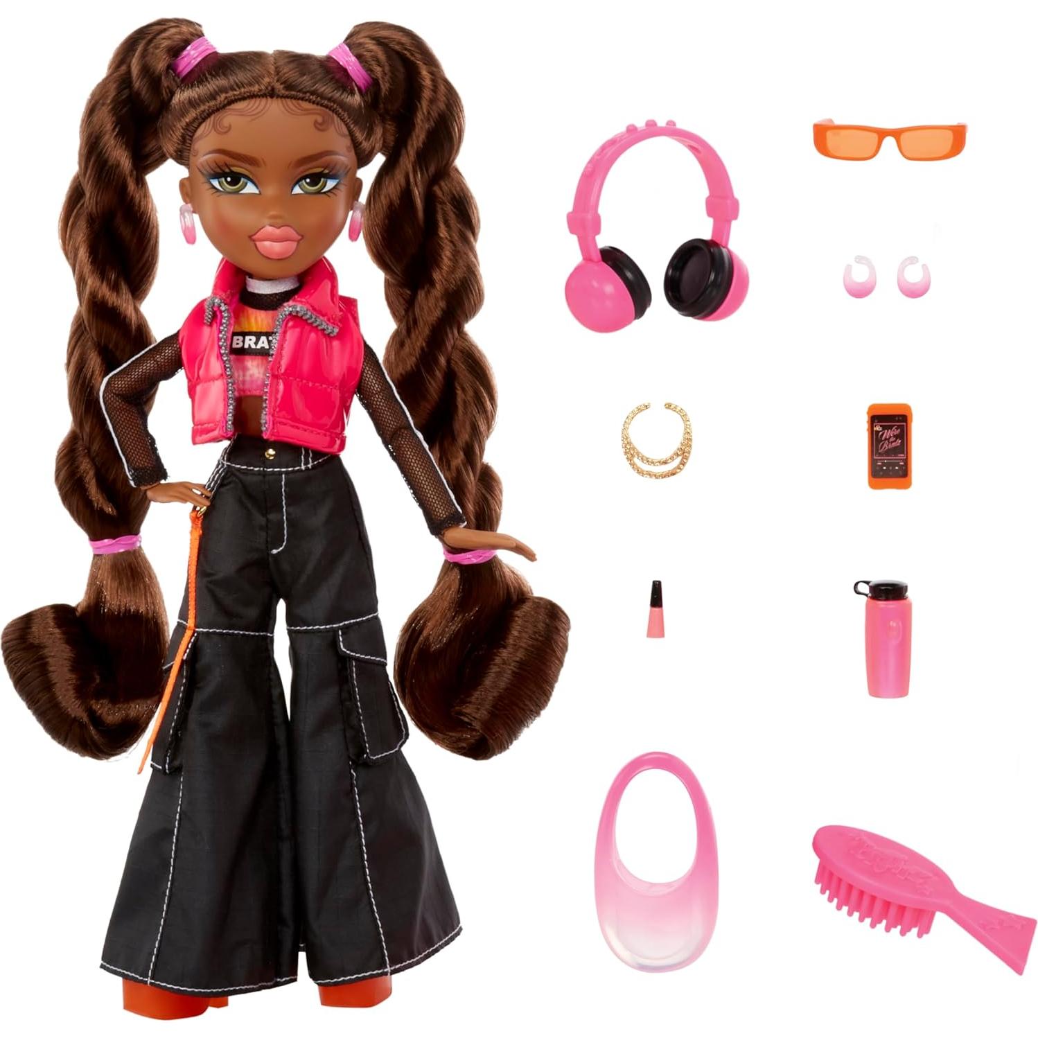 Muñeca Bratz Alwayz Sasha con 10 accesorios y póster