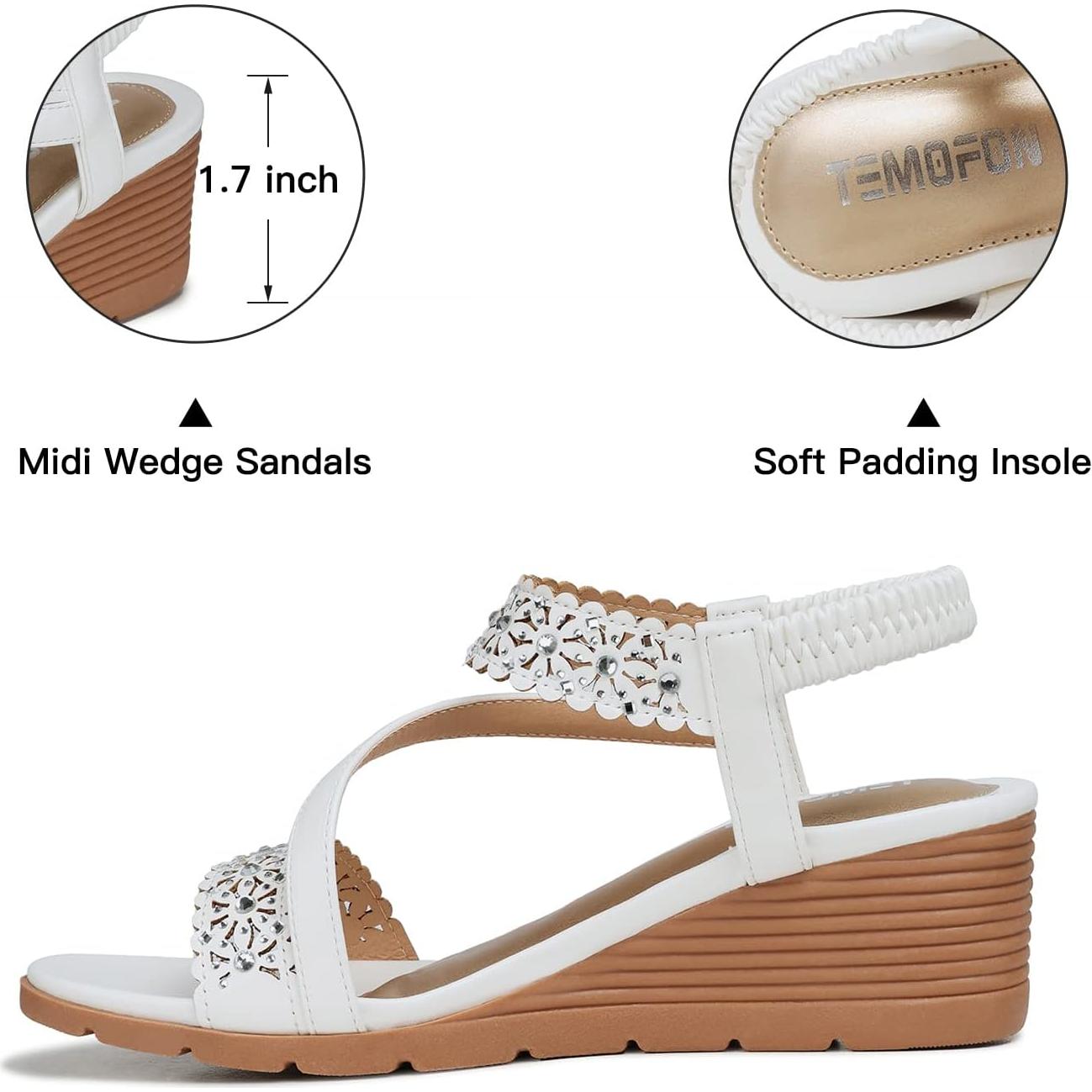 Sandalias Cuña TEMOFON Mujeres Elegantes Abiertas Verano
