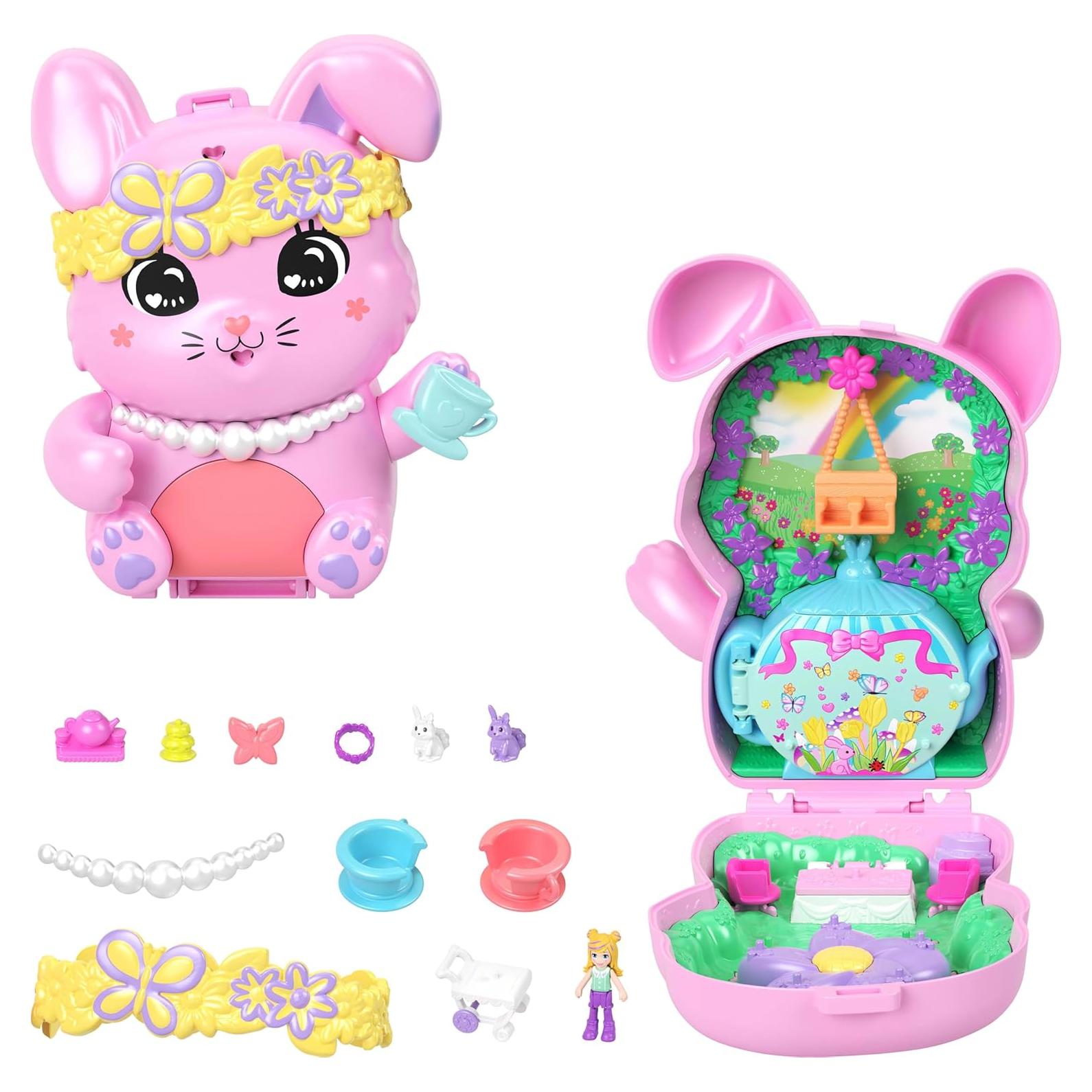 Muñecas Polly Pocket Compacto Fiesta de Té Conejito con Accesorios