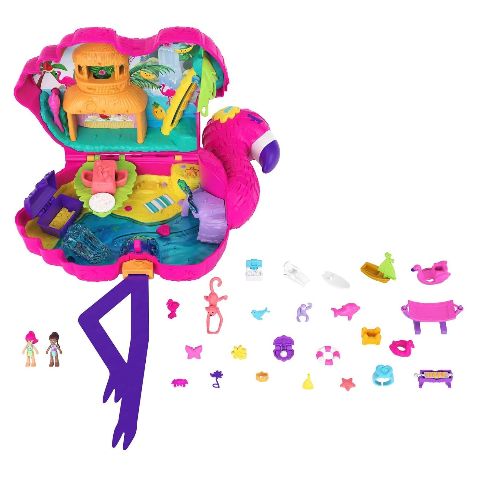 Set de Juego Polly Pocket Fiesta de Flamencos con 2 Muñecas y 26 Accesorios