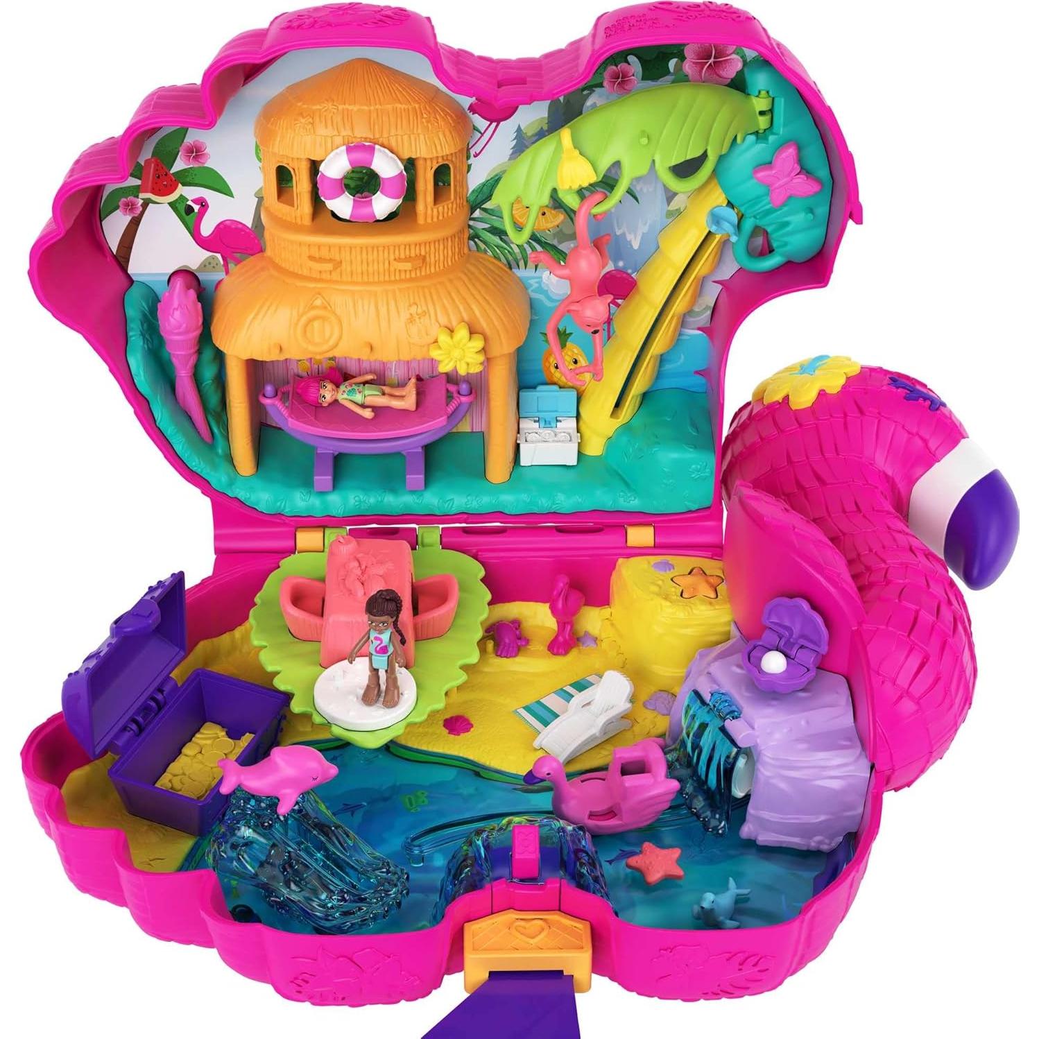 Set de Juego Polly Pocket Fiesta de Flamencos con 2 Muñecas y 26 Accesorios