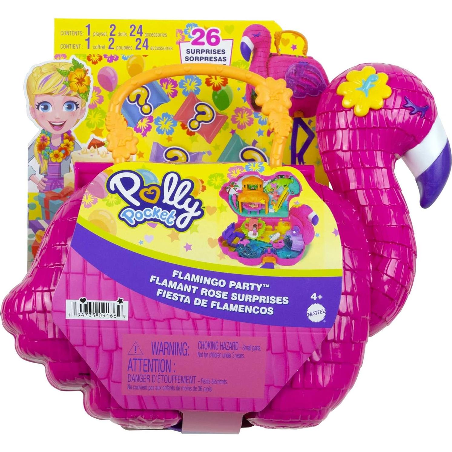 Set de Juego Polly Pocket Fiesta de Flamencos con 2 Muñecas y 26 Accesorios