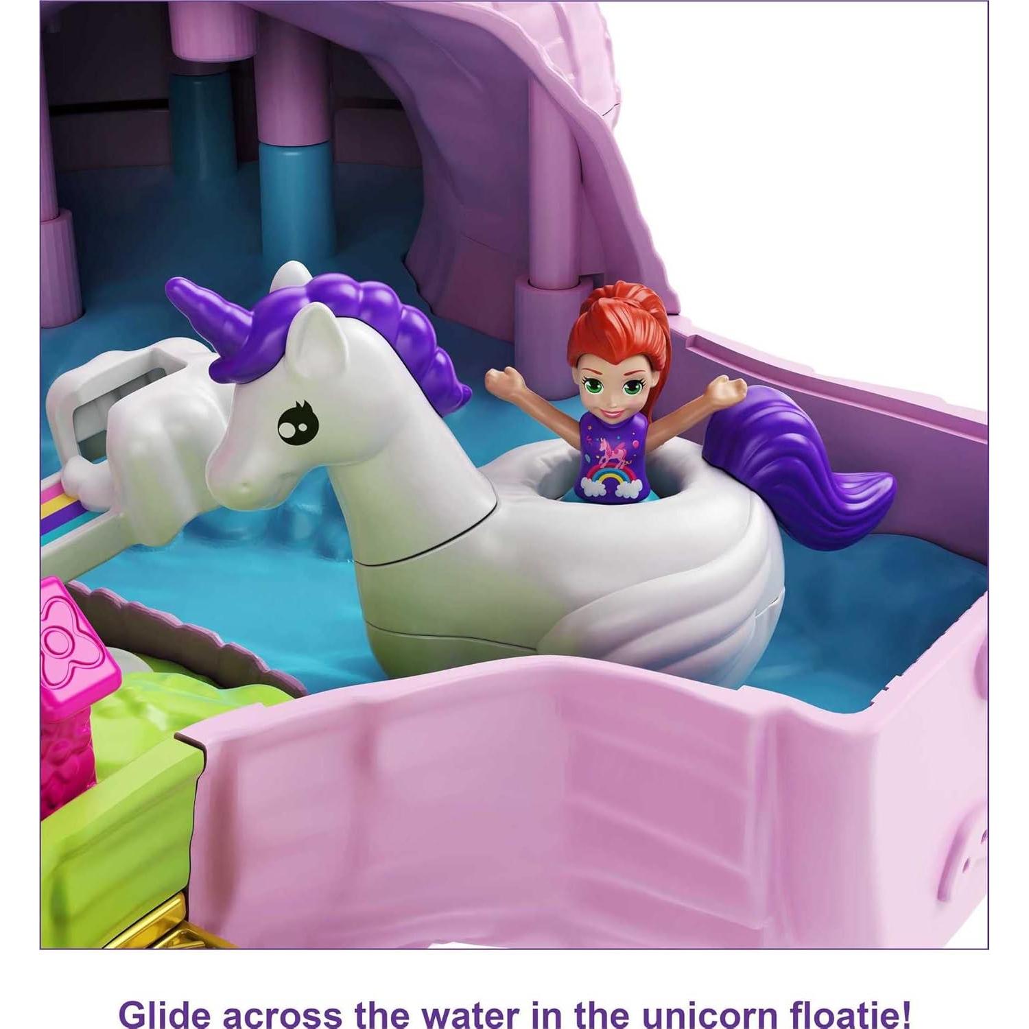 Polly Pocket Set de Juego Fiesta de Unicornio con 2 Muñecas y 25 Accesorios