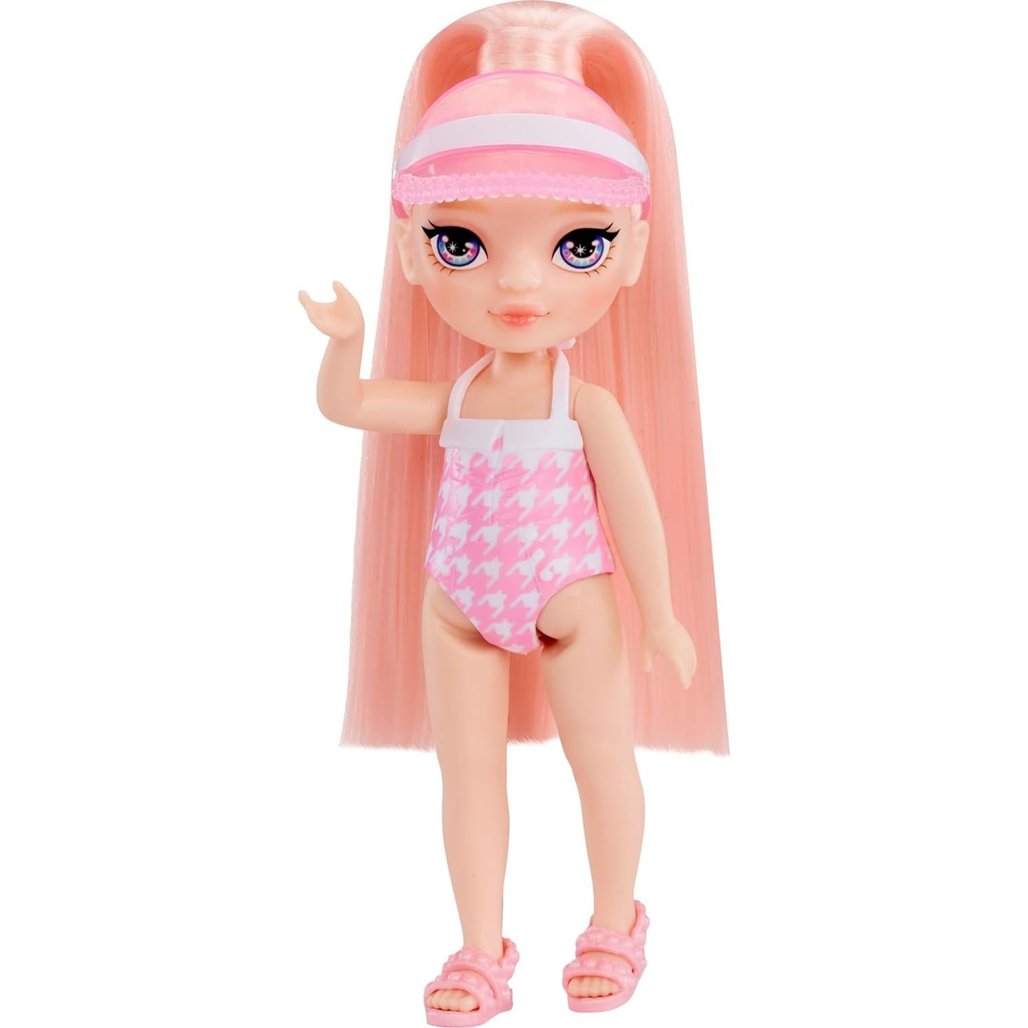 Juego de piscina Rainbow High Littles + muñeca Blush 14 cm