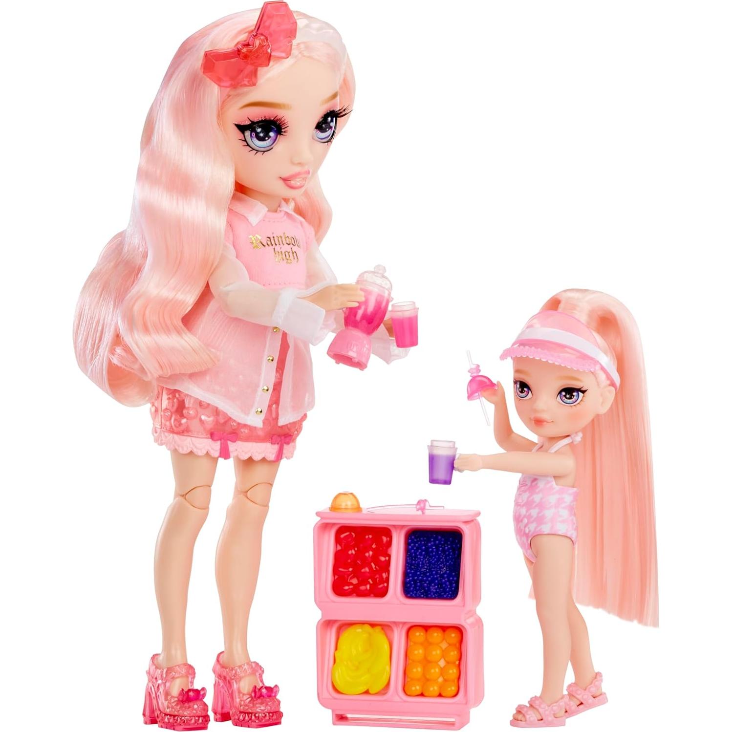 Juego de piscina Rainbow High Littles + muñeca Blush 14 cm