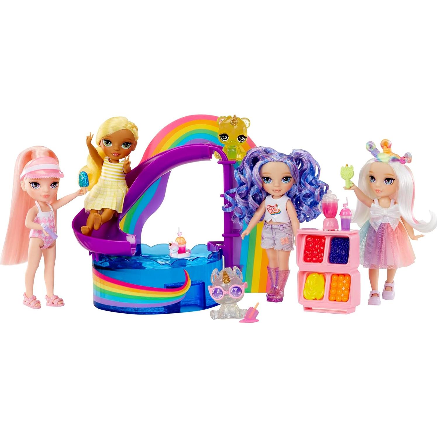 Juego de piscina Rainbow High Littles + muñeca Blush 14 cm