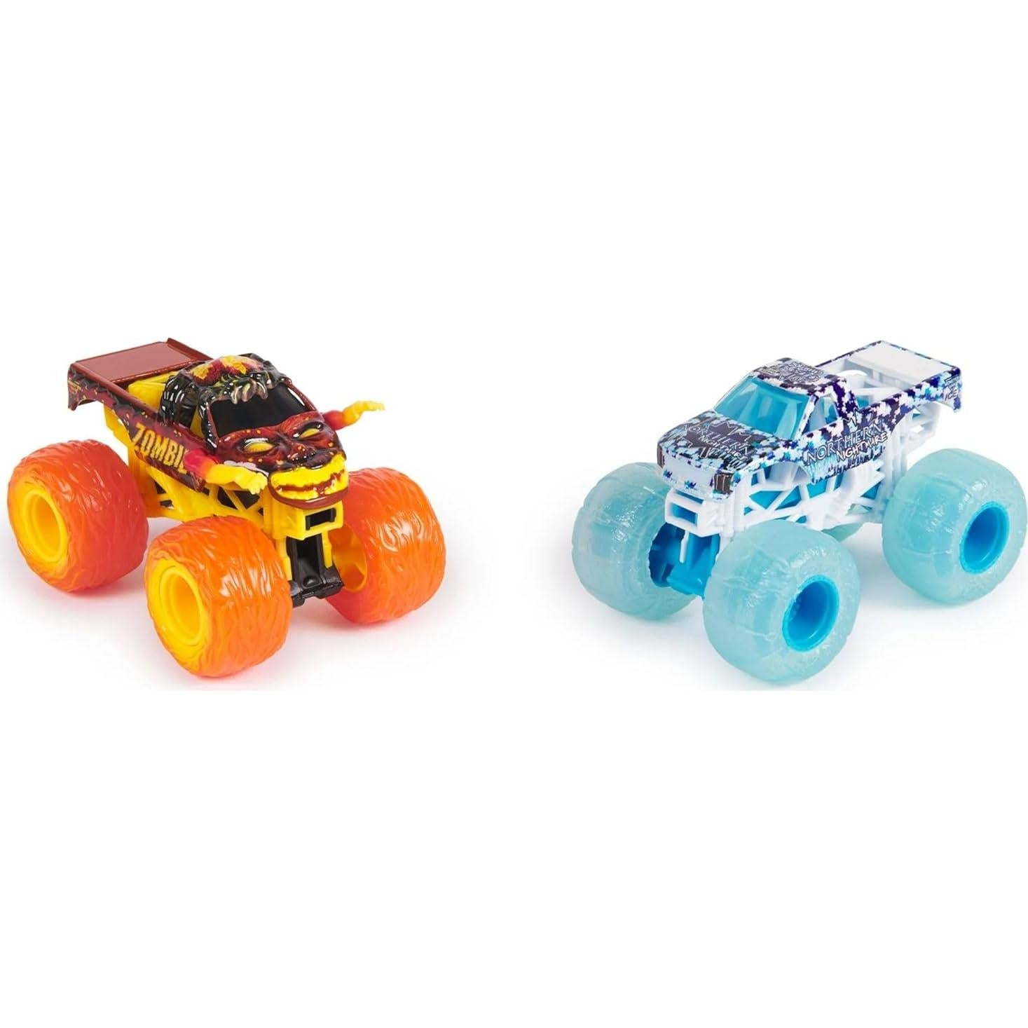 Monster Jam 2024 Fuego y Hielo 2-Pack Camiones 1:64 Zombie y Pesadilla