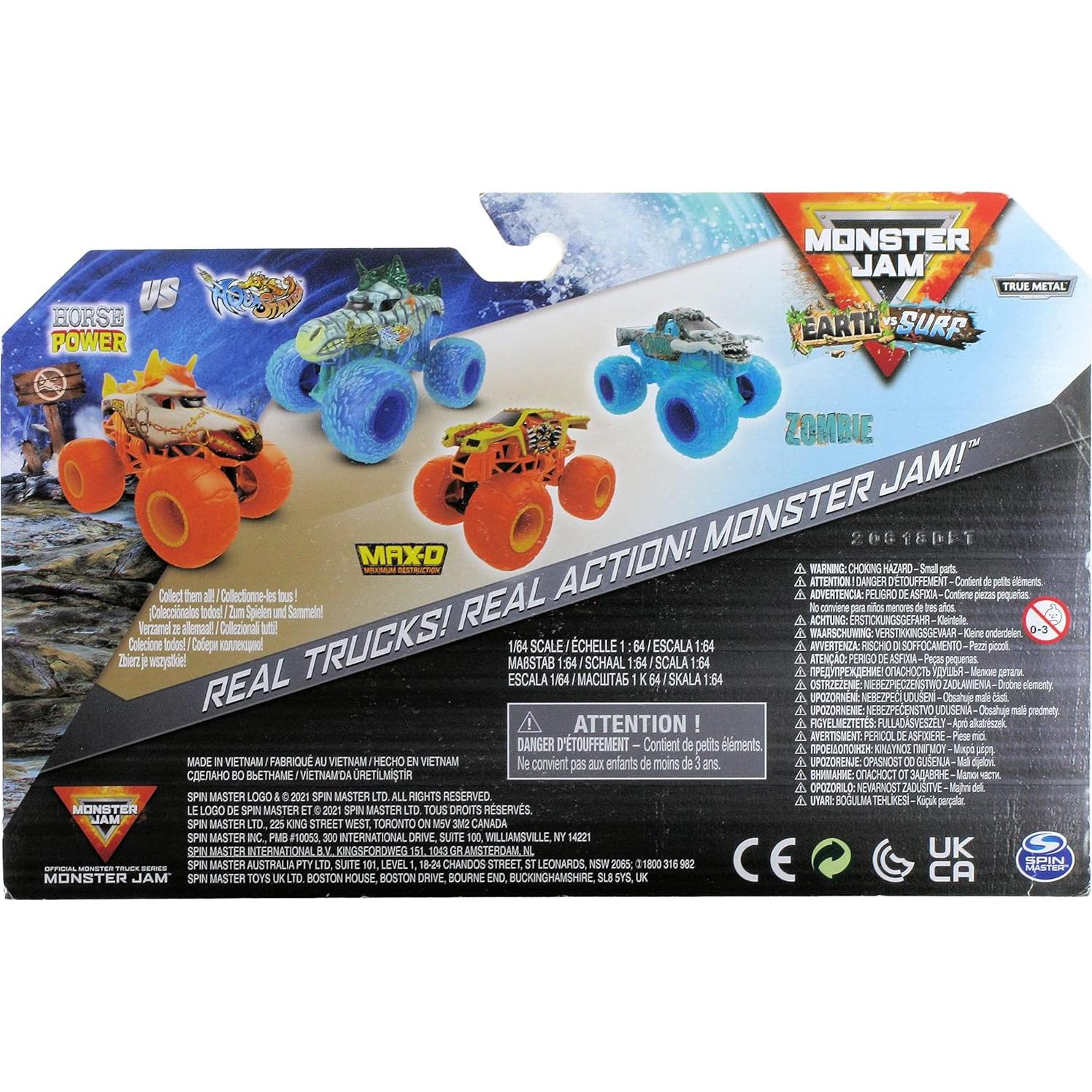 Monster Jam Paquete Doble Camiones Horse Power y Aqua Stallion