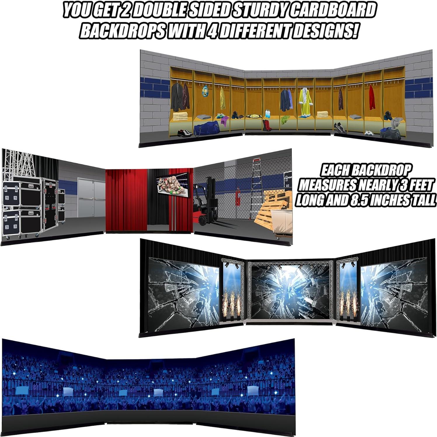 Dioramas Reversibles para Figuras de Lucha Libre WWE AEW 88x21cm