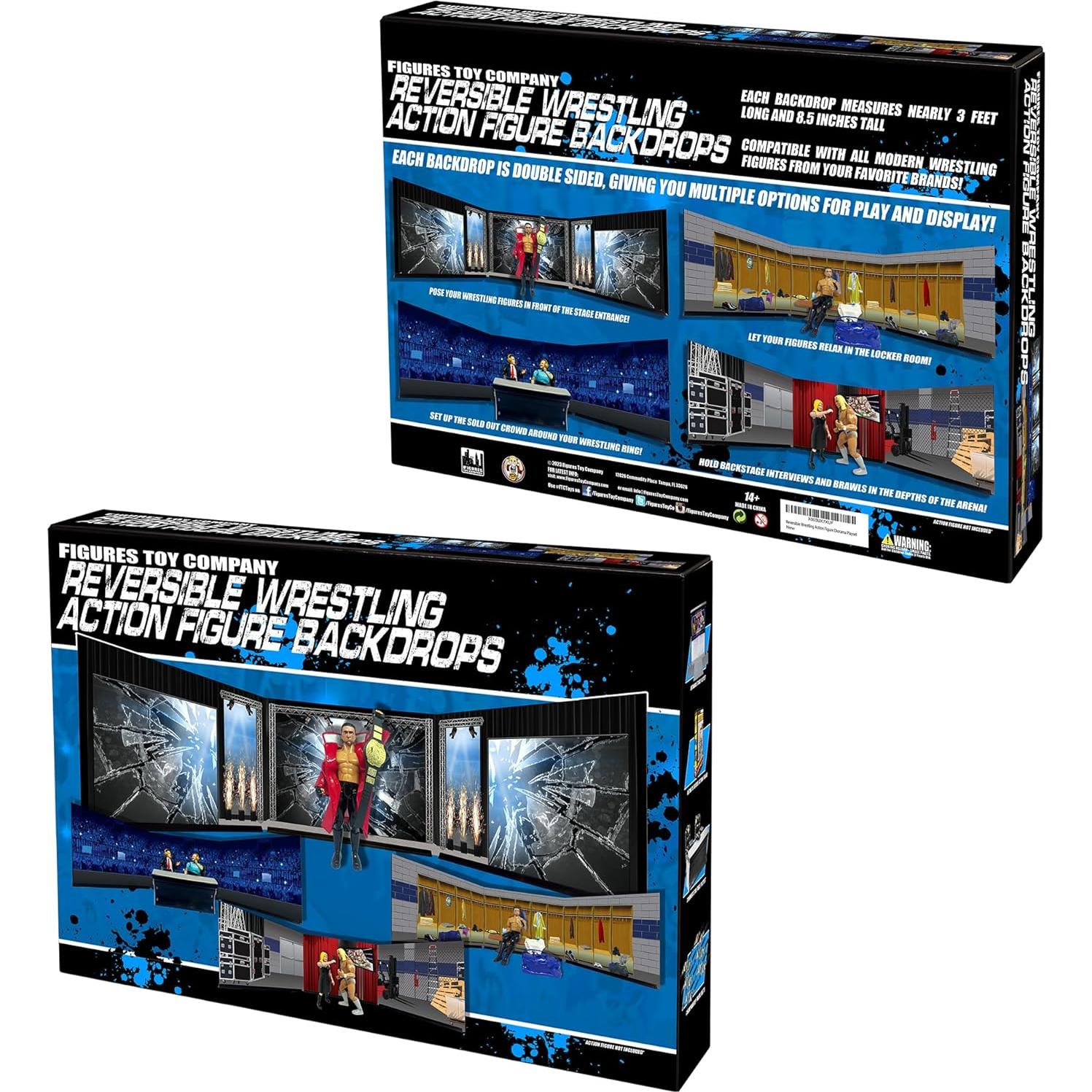 Dioramas Reversibles para Figuras de Lucha Libre WWE AEW 88x21cm