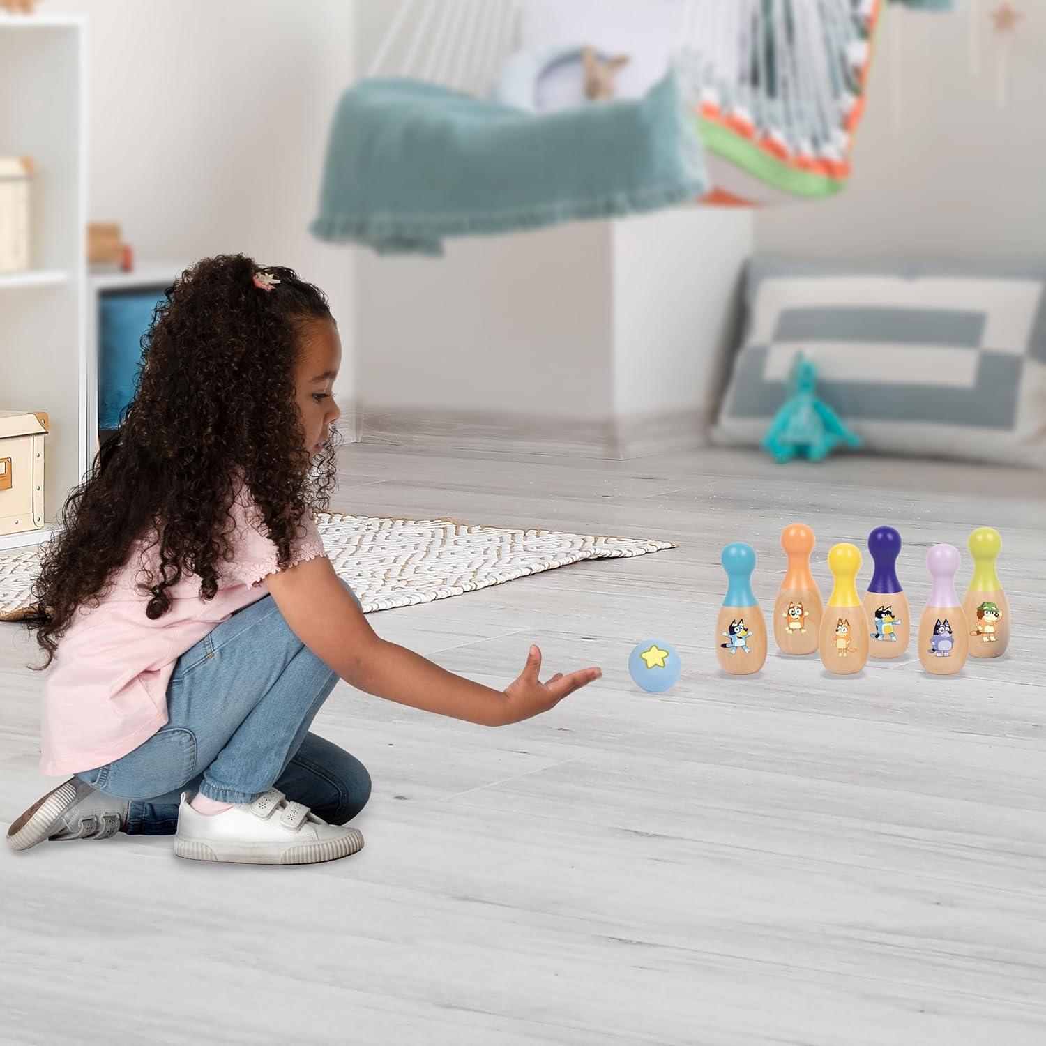 Juego de Bolos de Madera Bluey Skittles 6 Pines y 1 Bola