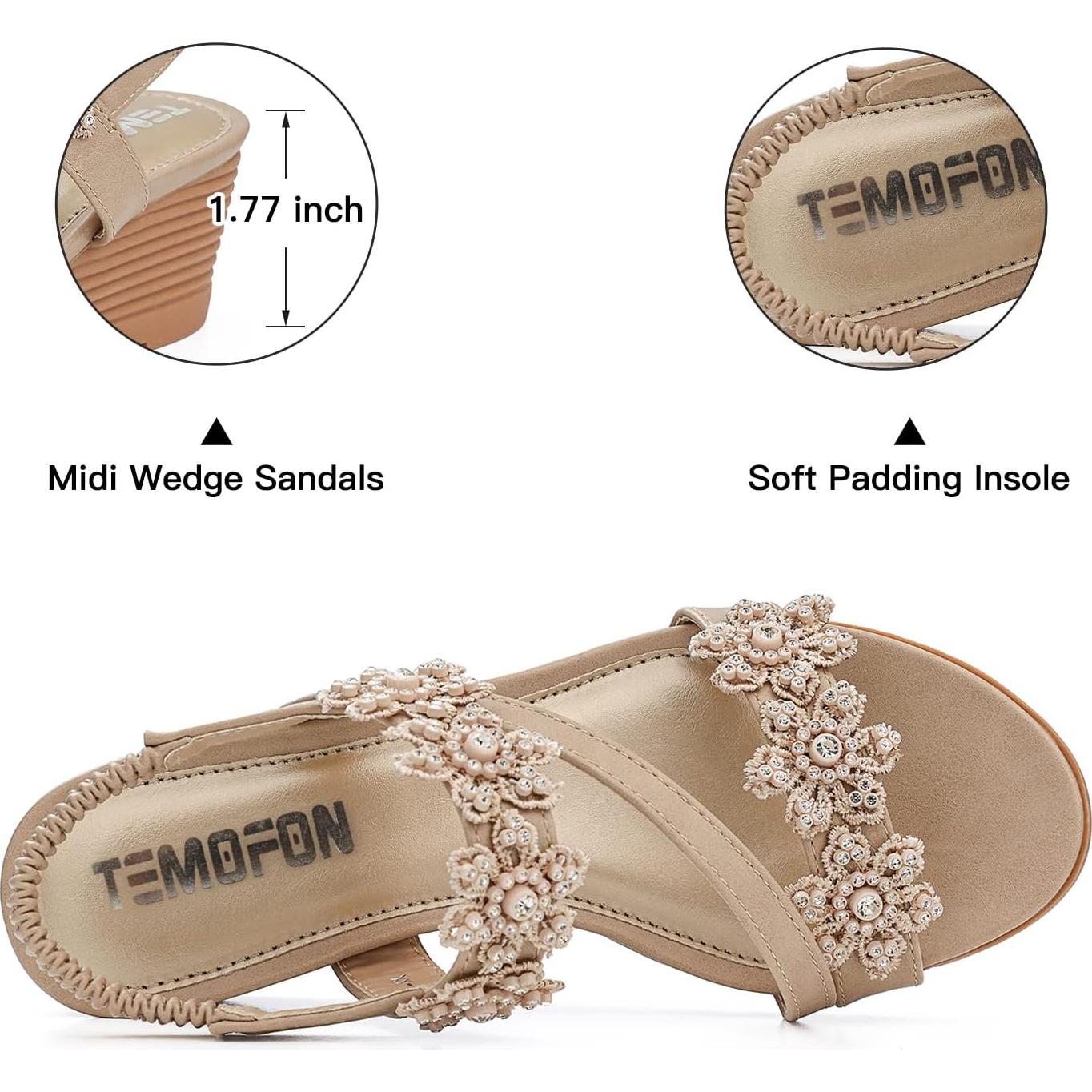 Sandalias Wedge TEMOFON para Mujeres Elegantes - Verano 2025