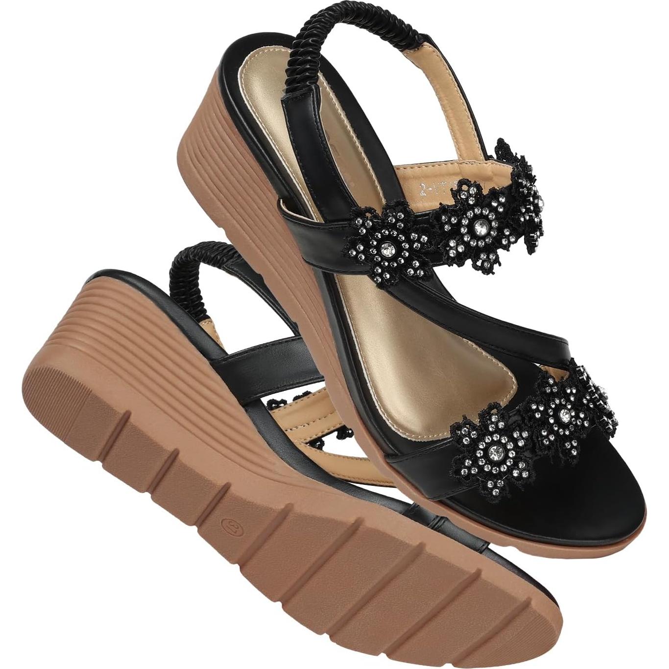 Sandalias Cuña TEMOFON Mujeres Elegantes Abiertas Verano