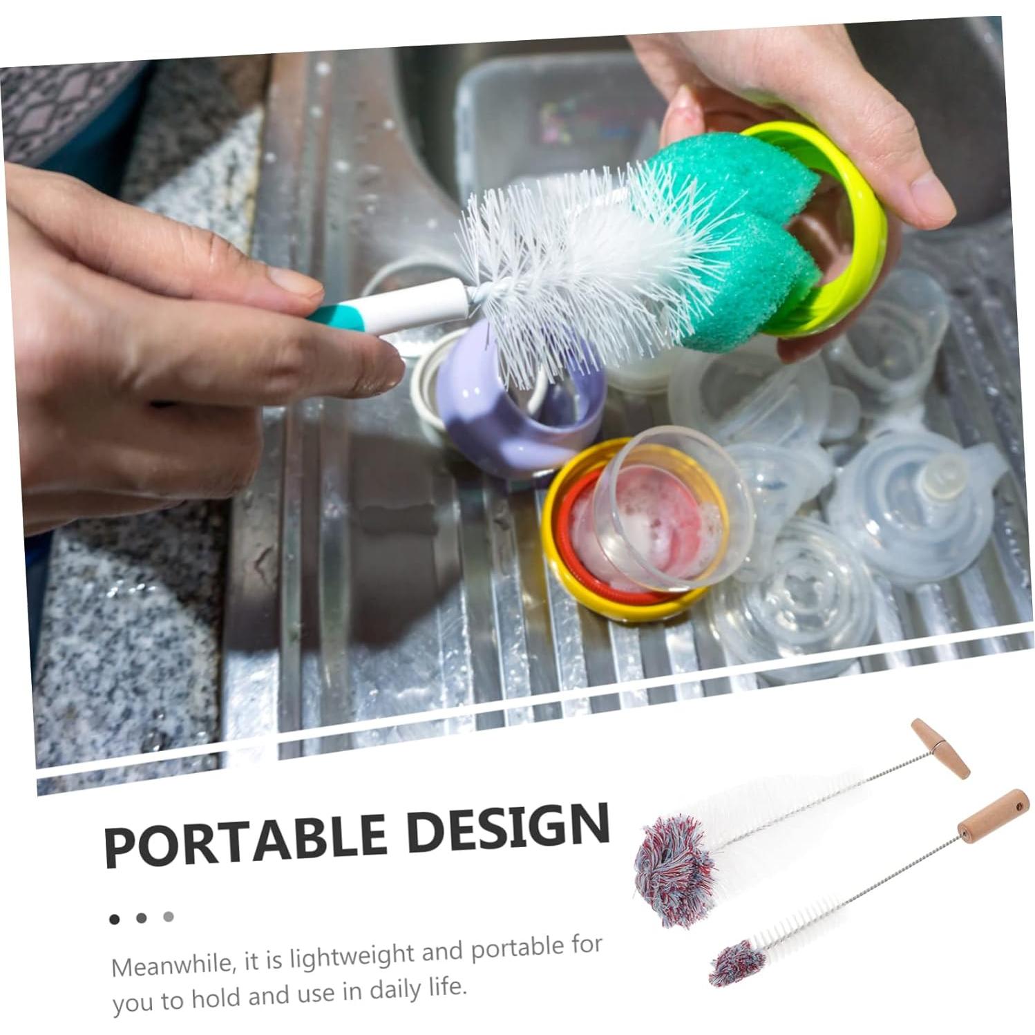 Cepillo Limpiador de Botellas OUNONA 2 Piezas Flexible 32.9cm