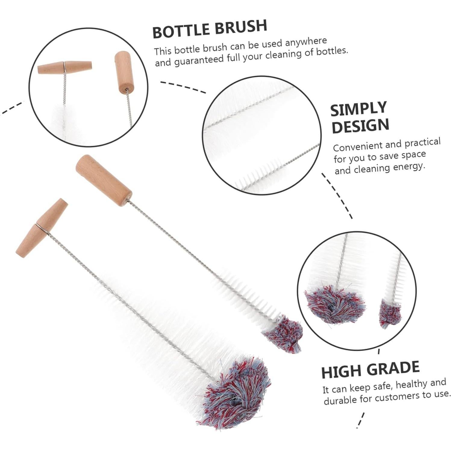 Cepillo Limpiador de Botellas OUNONA 2 Piezas Flexible 32.9cm