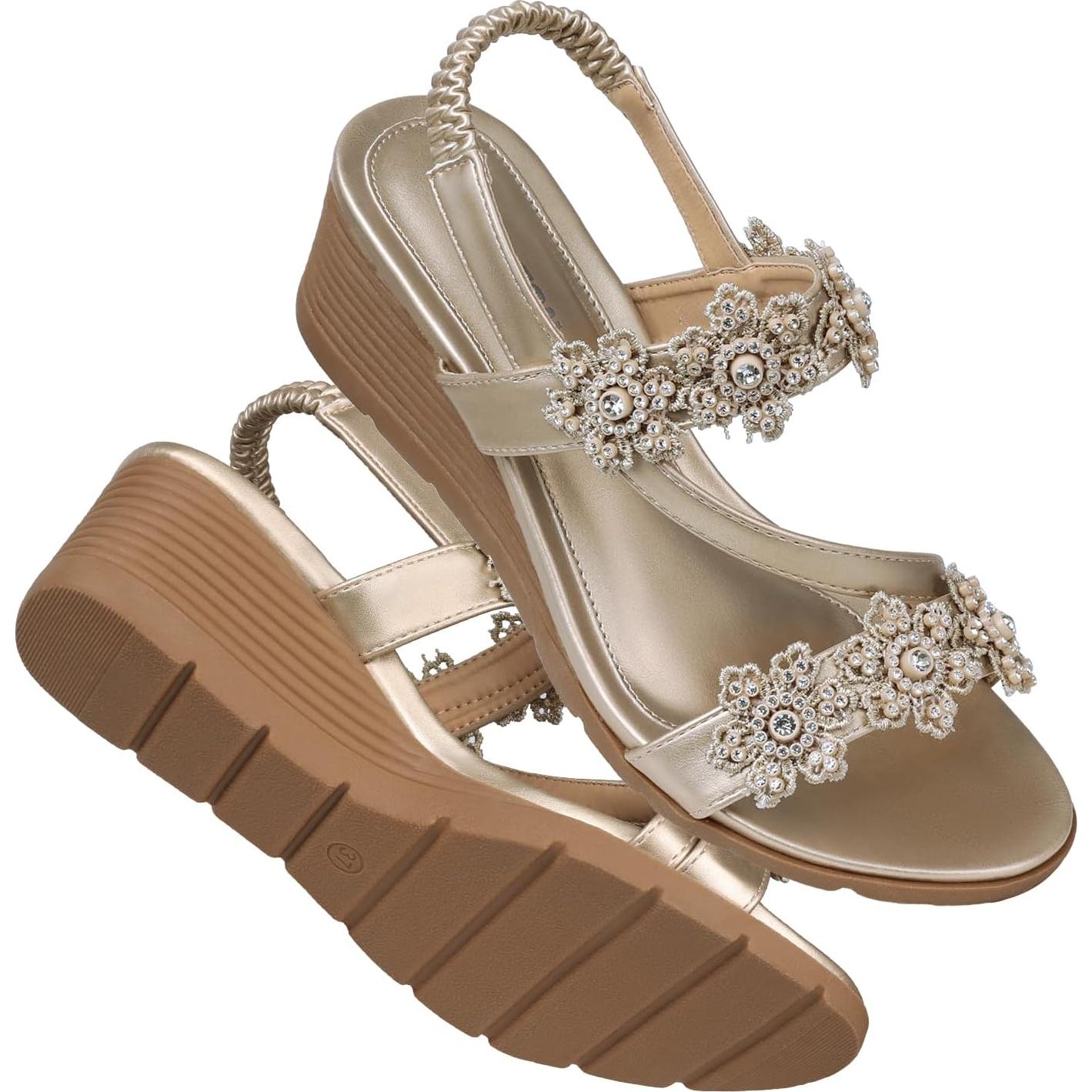 Sandalias Cuña TEMOFON Mujeres Elegantes Verano Correa Tobillo