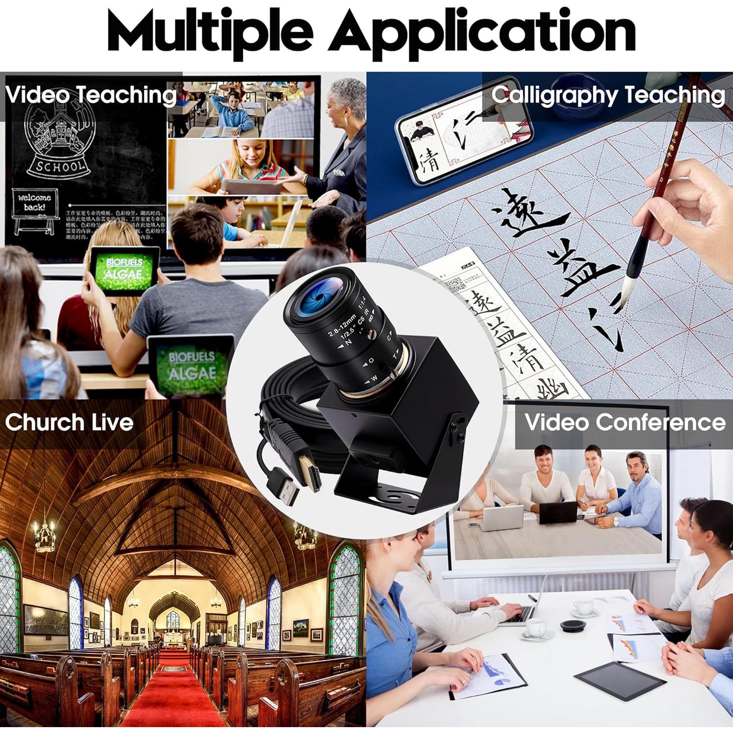 Cámara Web 4K IFWATER USB HDMI Lente Zoom 4X 2.8-12mm