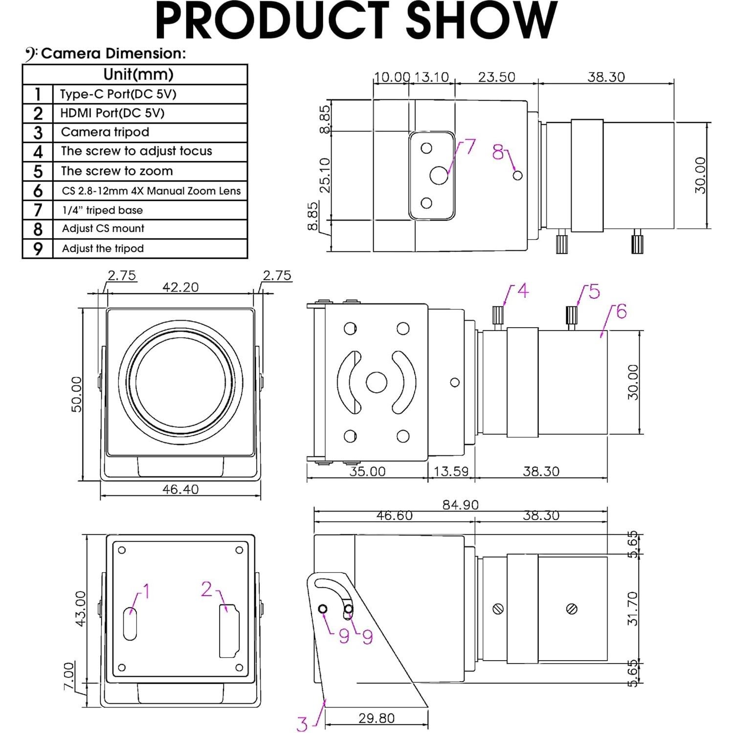 Cámara Web 4K IFWATER USB HDMI Lente Zoom 4X 2.8-12mm