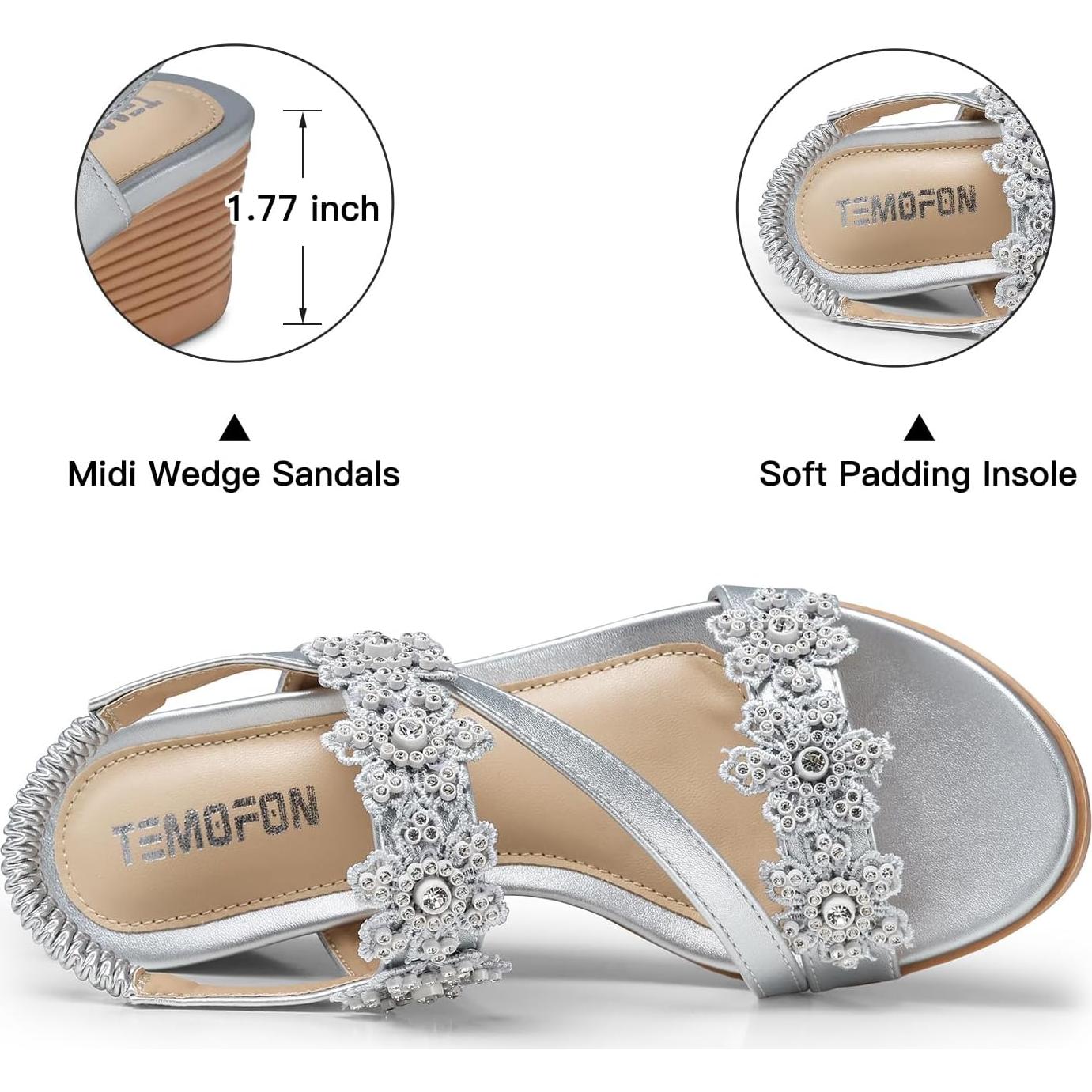 Sandalias Cuña TEMOFON Mujeres Elegantes Verano Abiertas