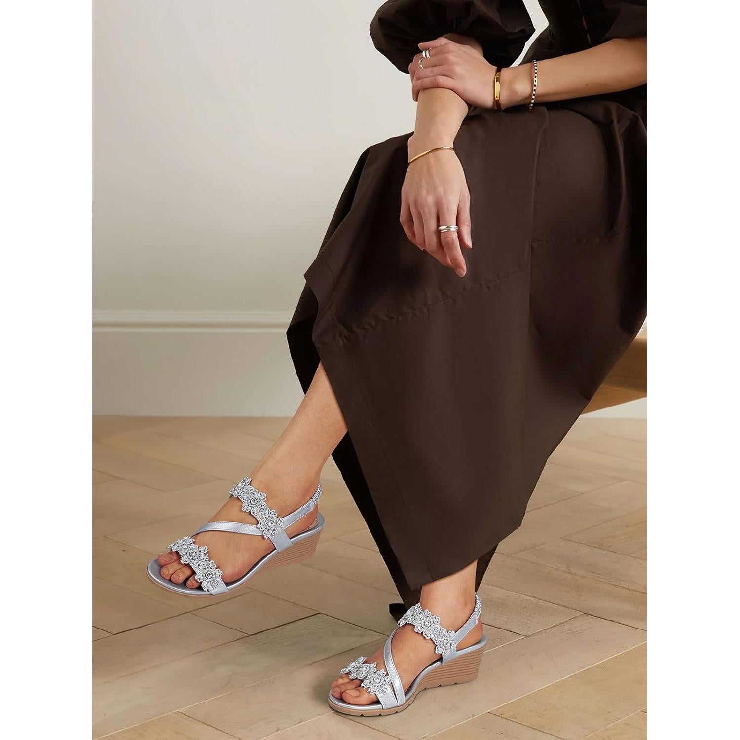 Sandalias Cuña TEMOFON Mujeres Elegantes Verano Abiertas