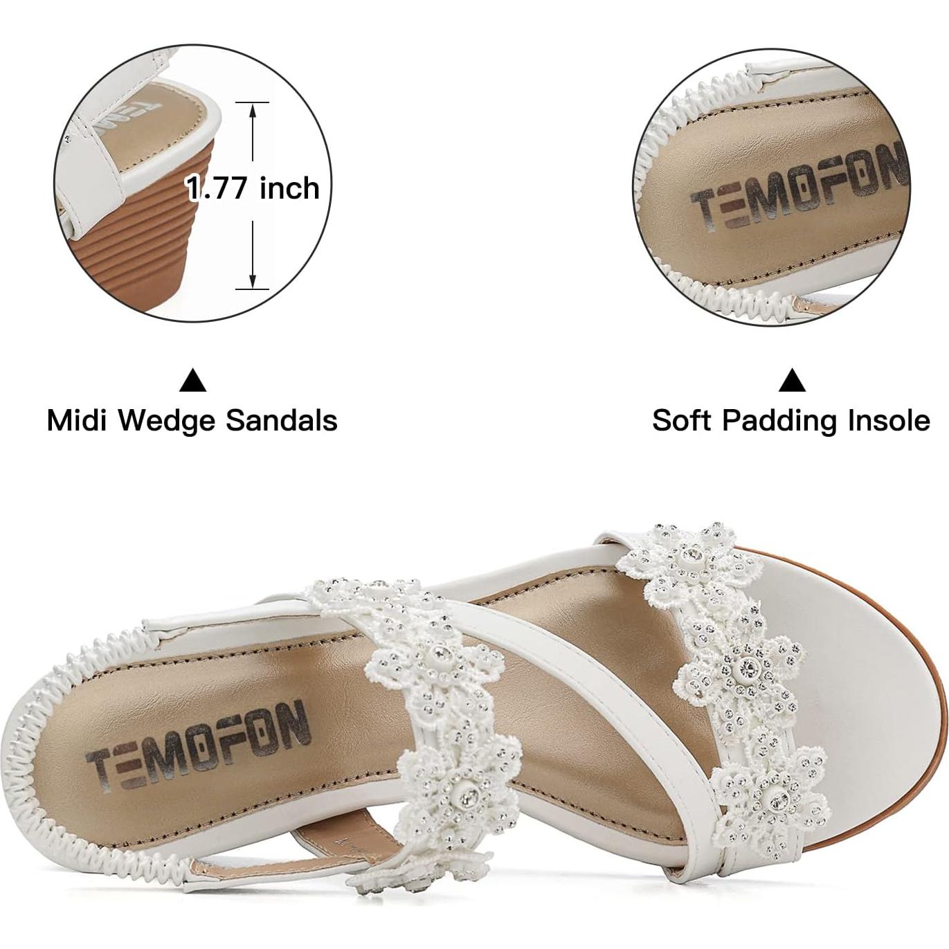 Sandalias de cuña TEMOFON para mujer con correa elástica