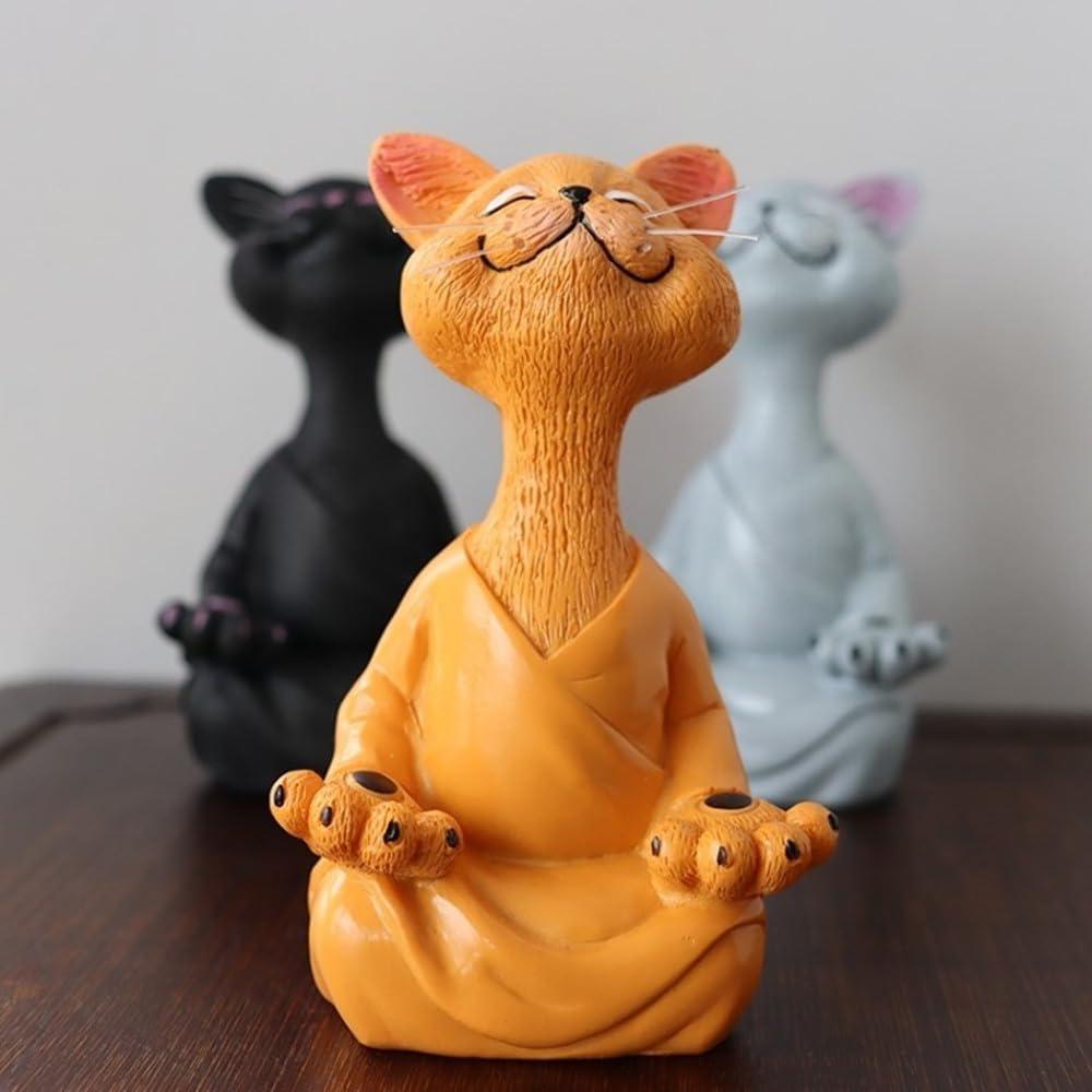Estatua de Gato Meditador de Resina - Onecen - Grande 18x8x12cm