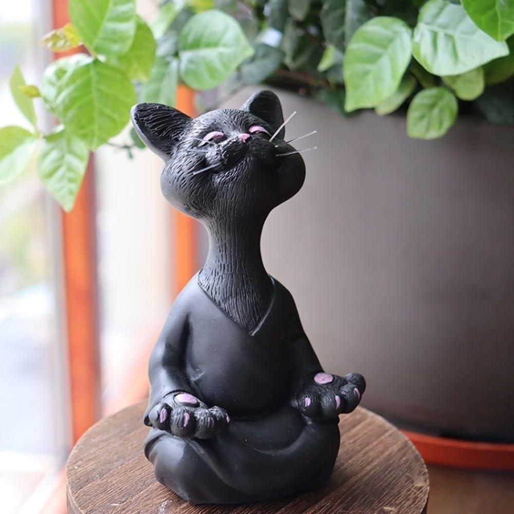 Estatua de Gato Meditador de Resina - Onecen - Grande 18x8x12cm