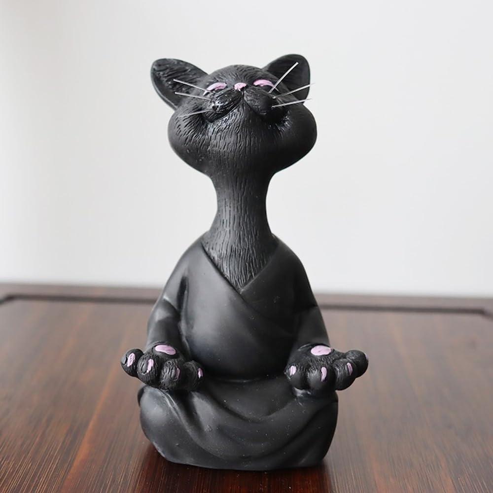 Estatua de Gato Meditador de Resina - Onecen - Grande 18x8x12cm