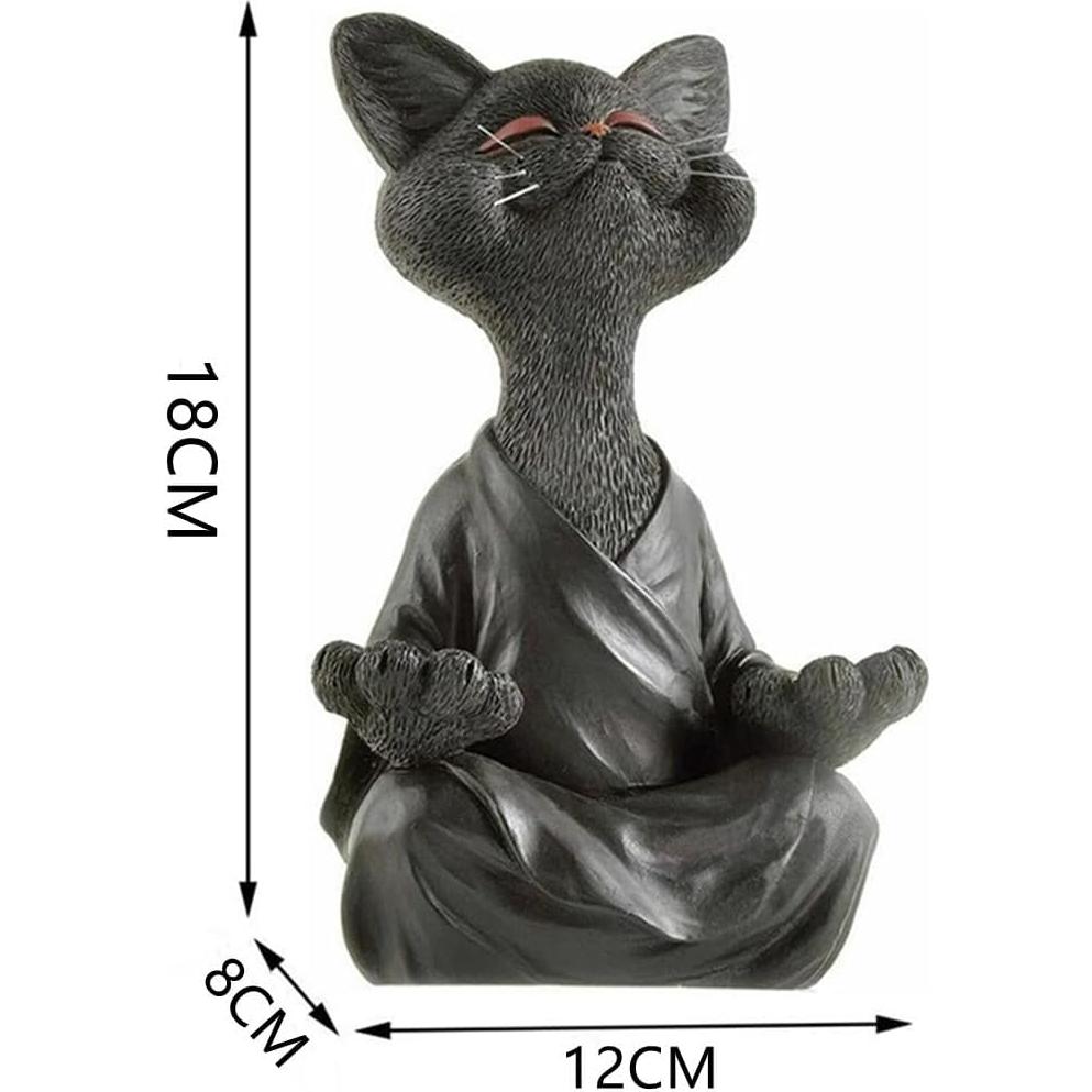 Estatua de Gato Meditador de Resina - Onecen - Grande 18x8x12cm