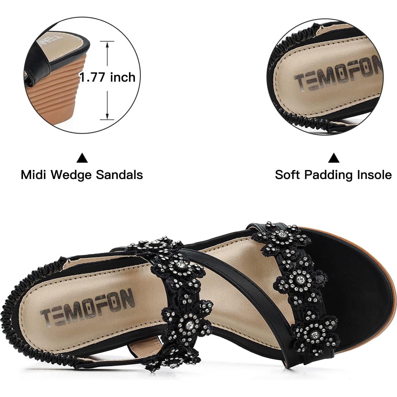 Sandalias Cuña TEMOFON para Mujeres Elegantes - Verano 2025