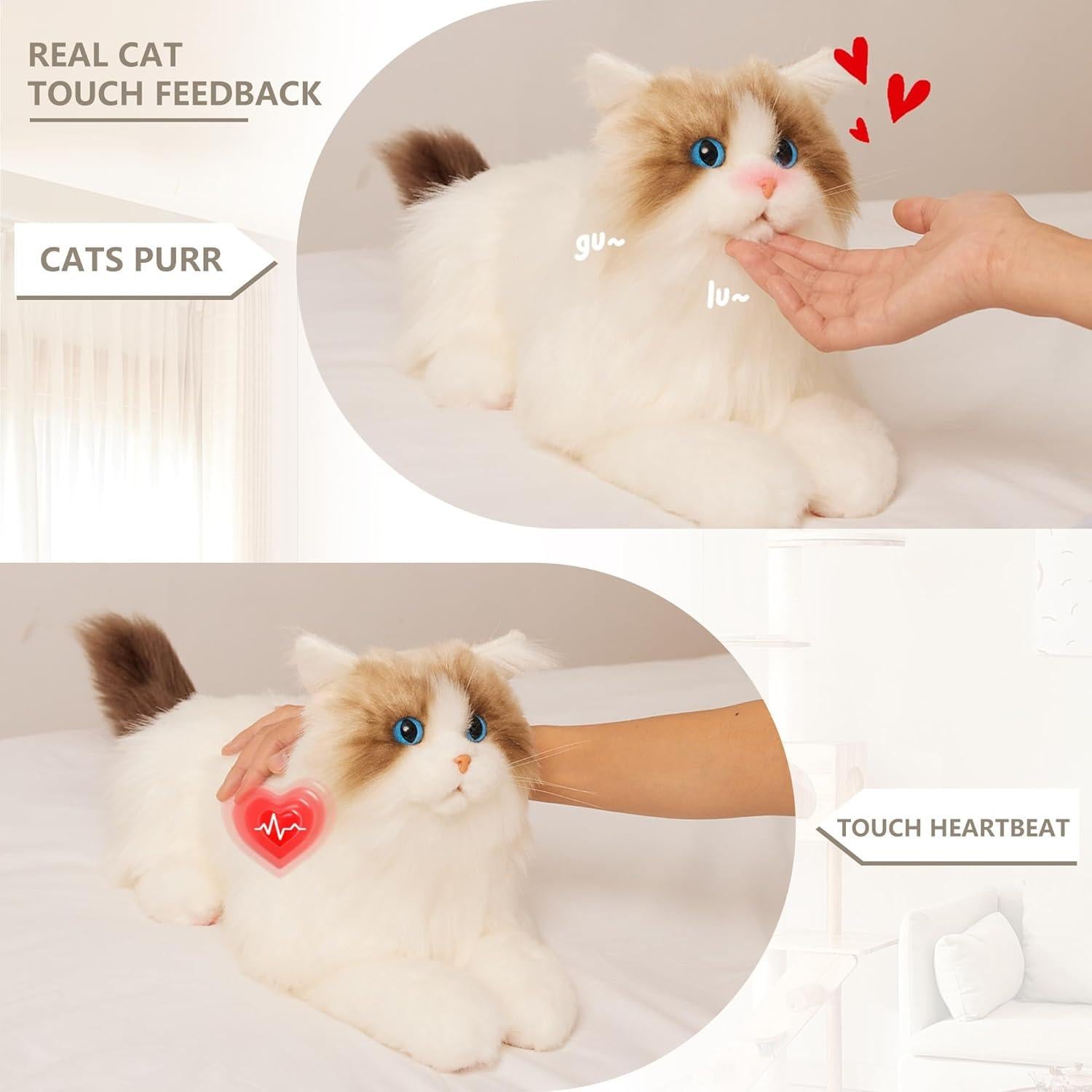 Gato Robot Interactivo Chongker 30cm Peluche Realista con Sonido