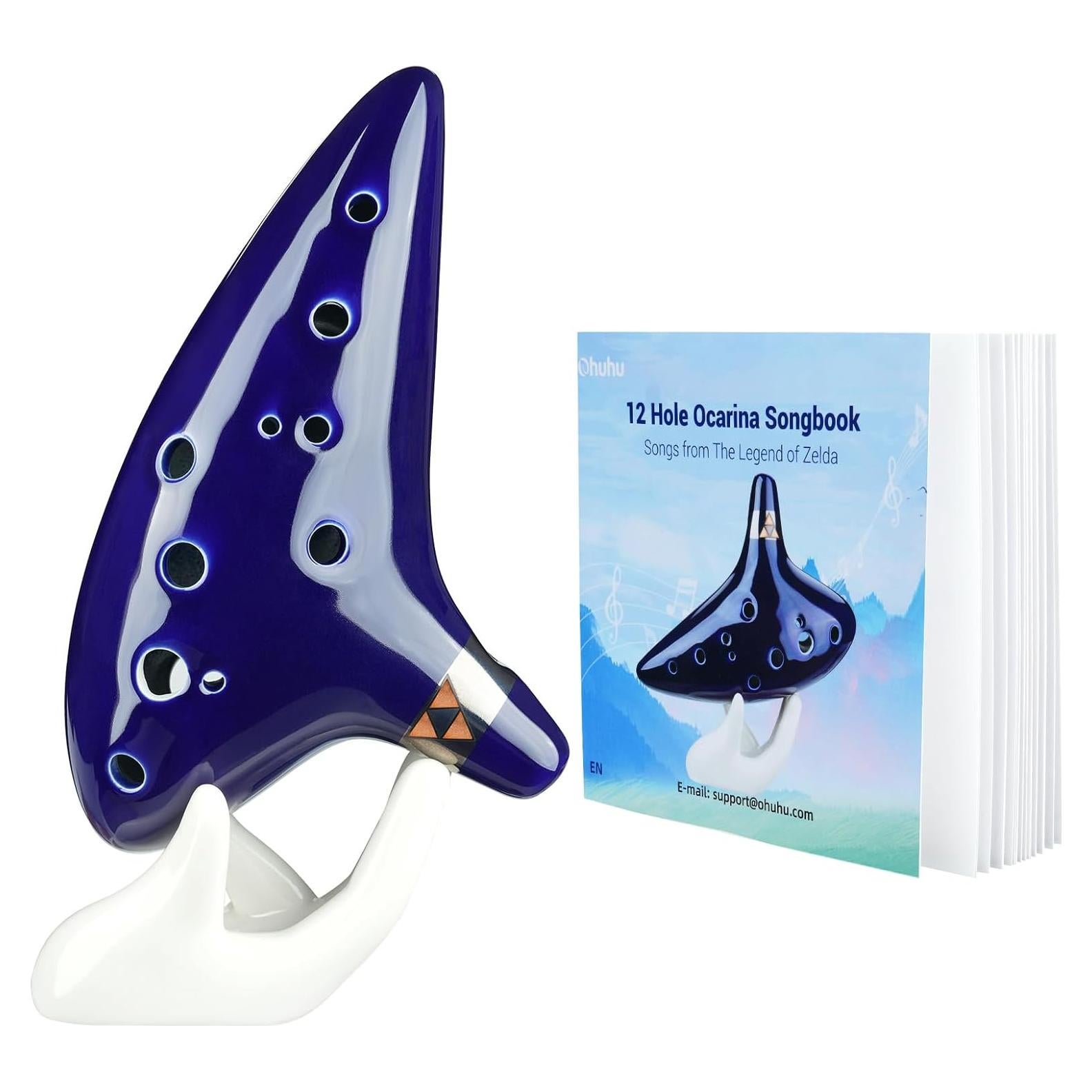 Ocarina de Cerámica Ohuhu Zelda con Libro de Canciones C 12 Agujeros