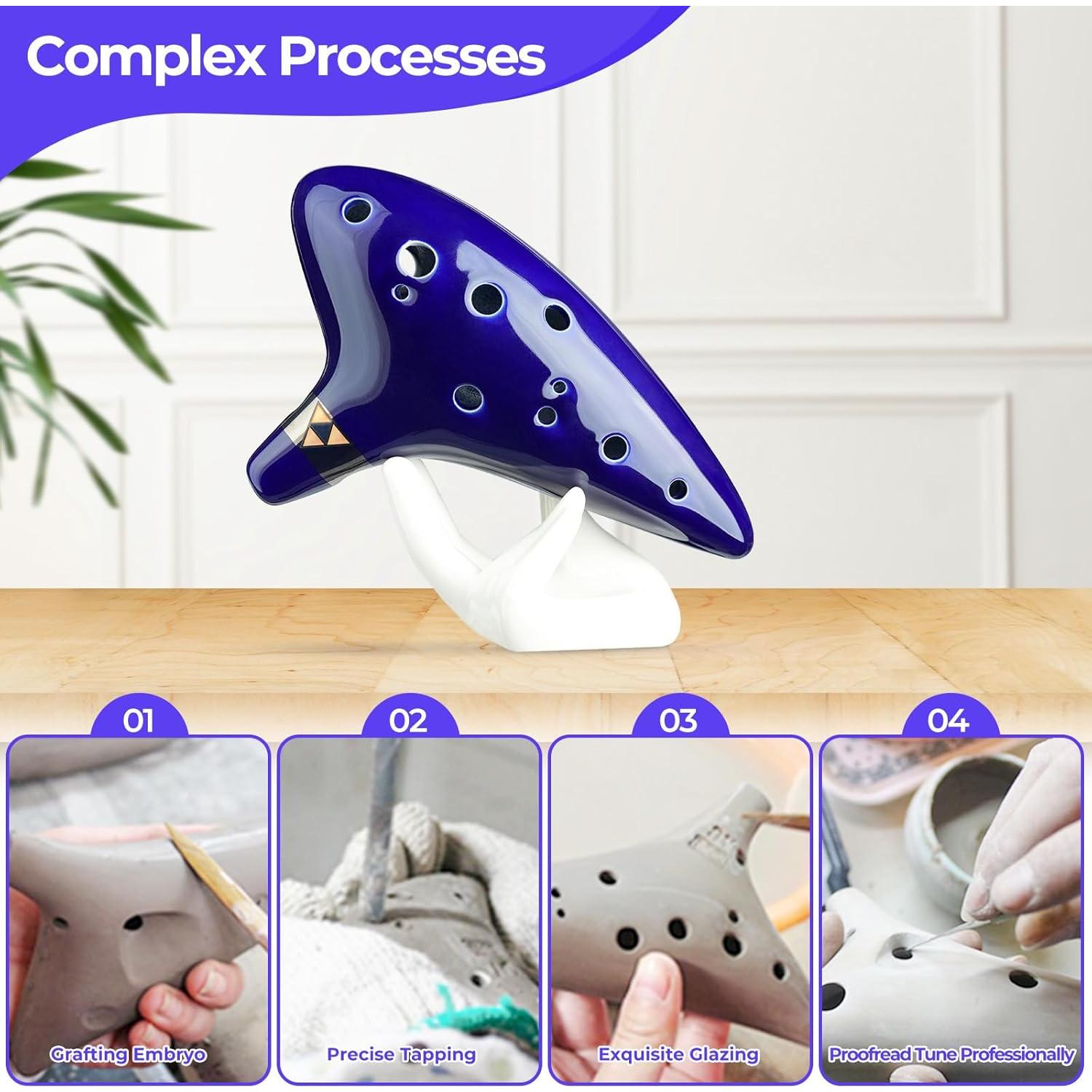 Ocarina de Cerámica Ohuhu Zelda con Libro de Canciones C 12 Agujeros