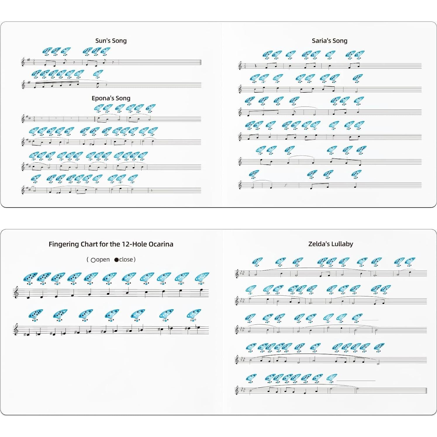 Ocarina de Cerámica Ohuhu Zelda con Libro de Canciones C 12 Agujeros