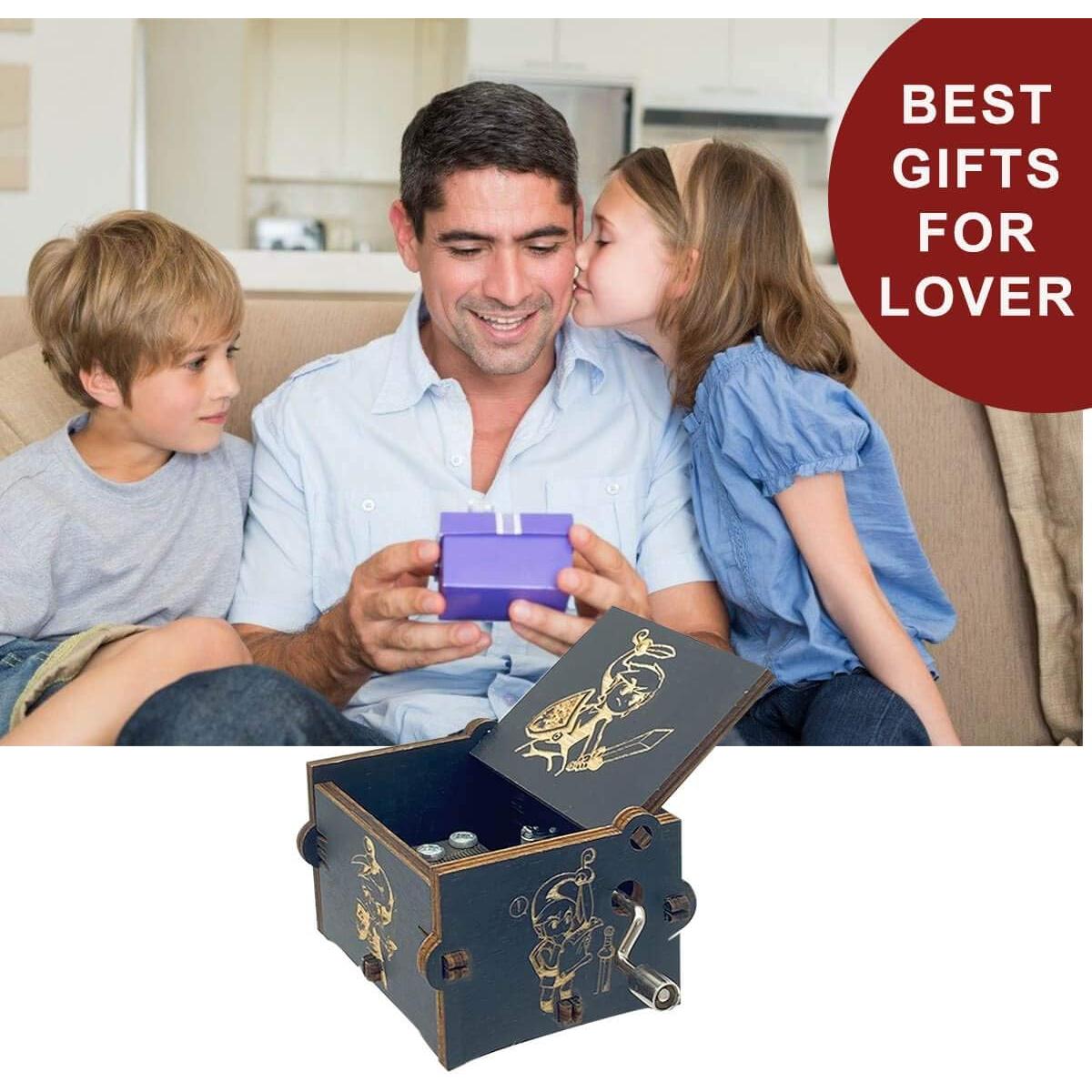 Caja de Música de Madera MAD DI, Manivela, 18 Notas, Negra