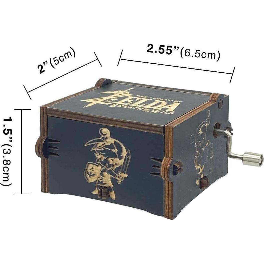 Caja de Música de Madera MAD DI, Manivela, 18 Notas, Negra