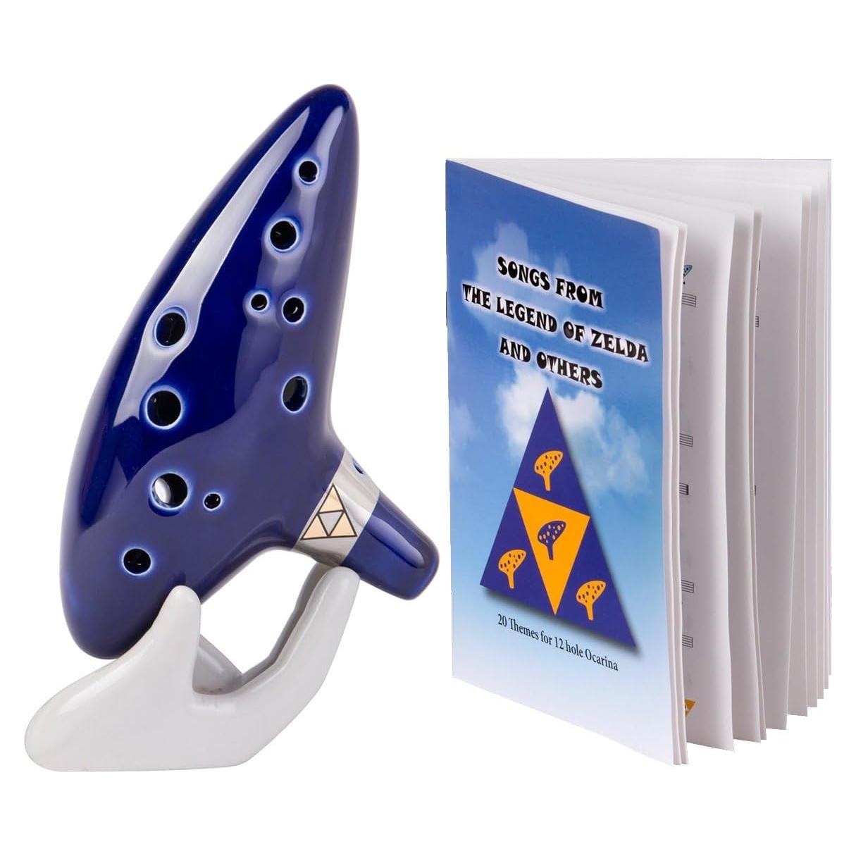 Ocarina Deekec 12 Agujeros C Azul con Libro y Soporte