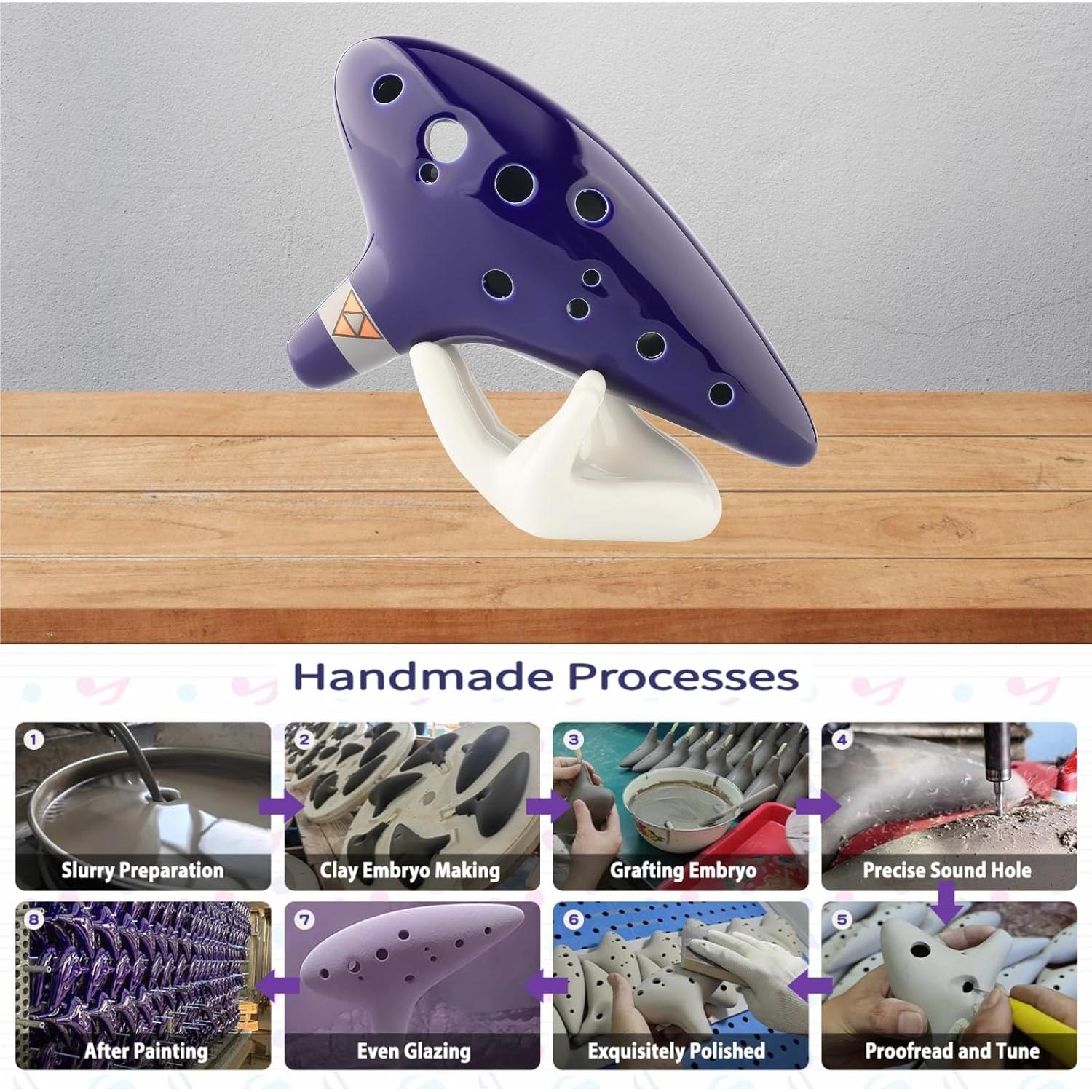 Ocarina Deekec 12 Agujeros C Azul con Libro y Soporte