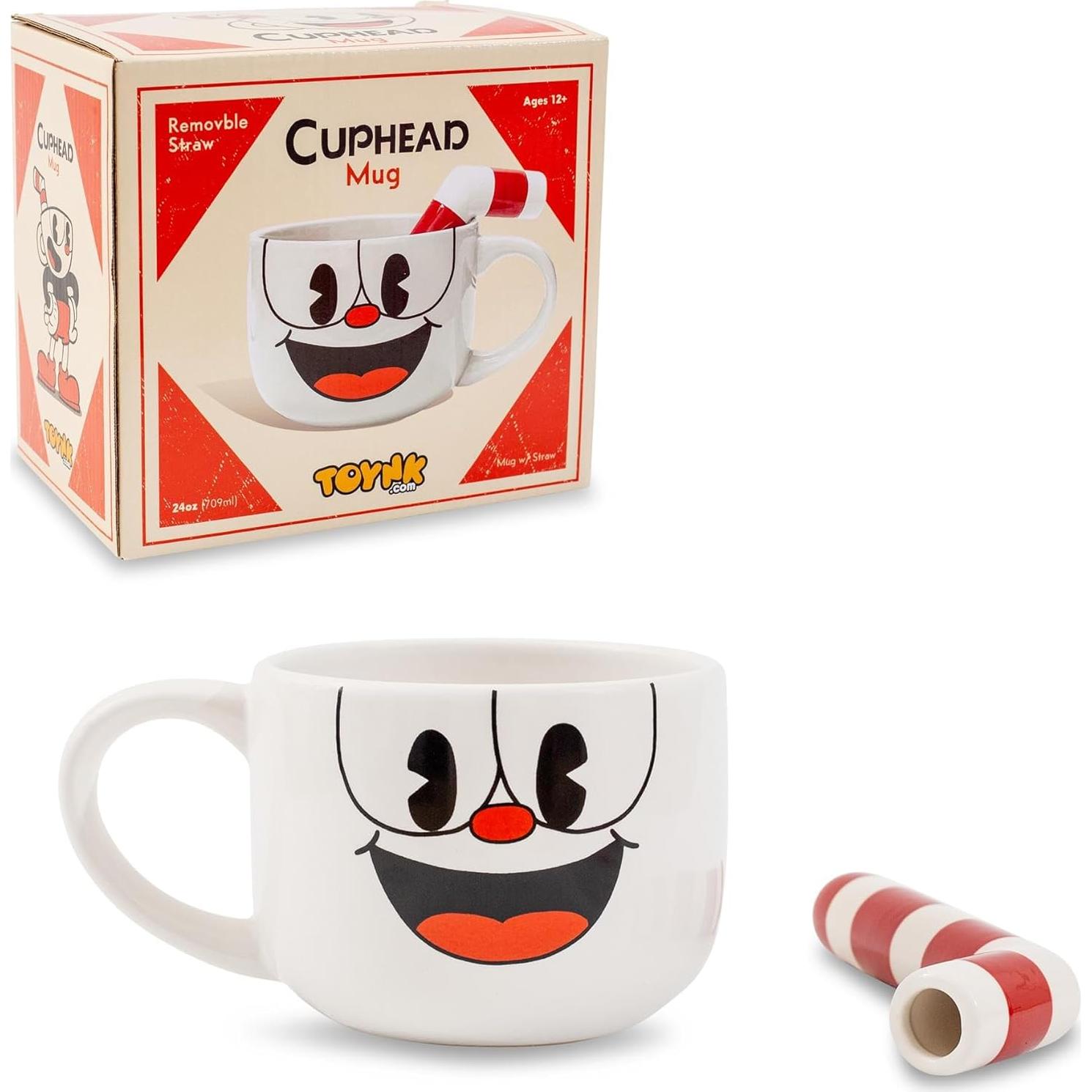 Taza de Cerámica Toynk Cuphead con Popote 590 ml