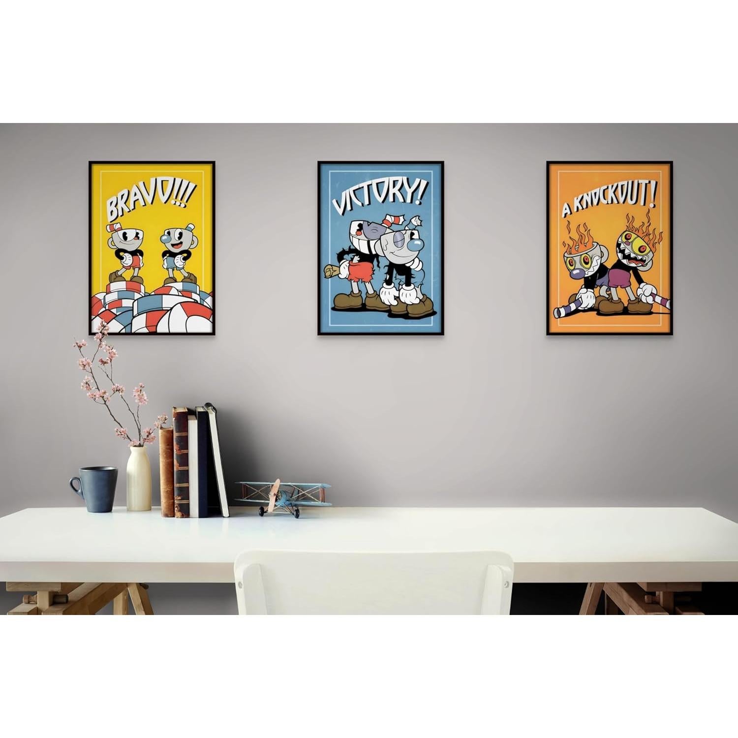 Set de 3 Pósters de Cuphead - Ouroboros Arte y Diseño - 20.32x25.4 cm