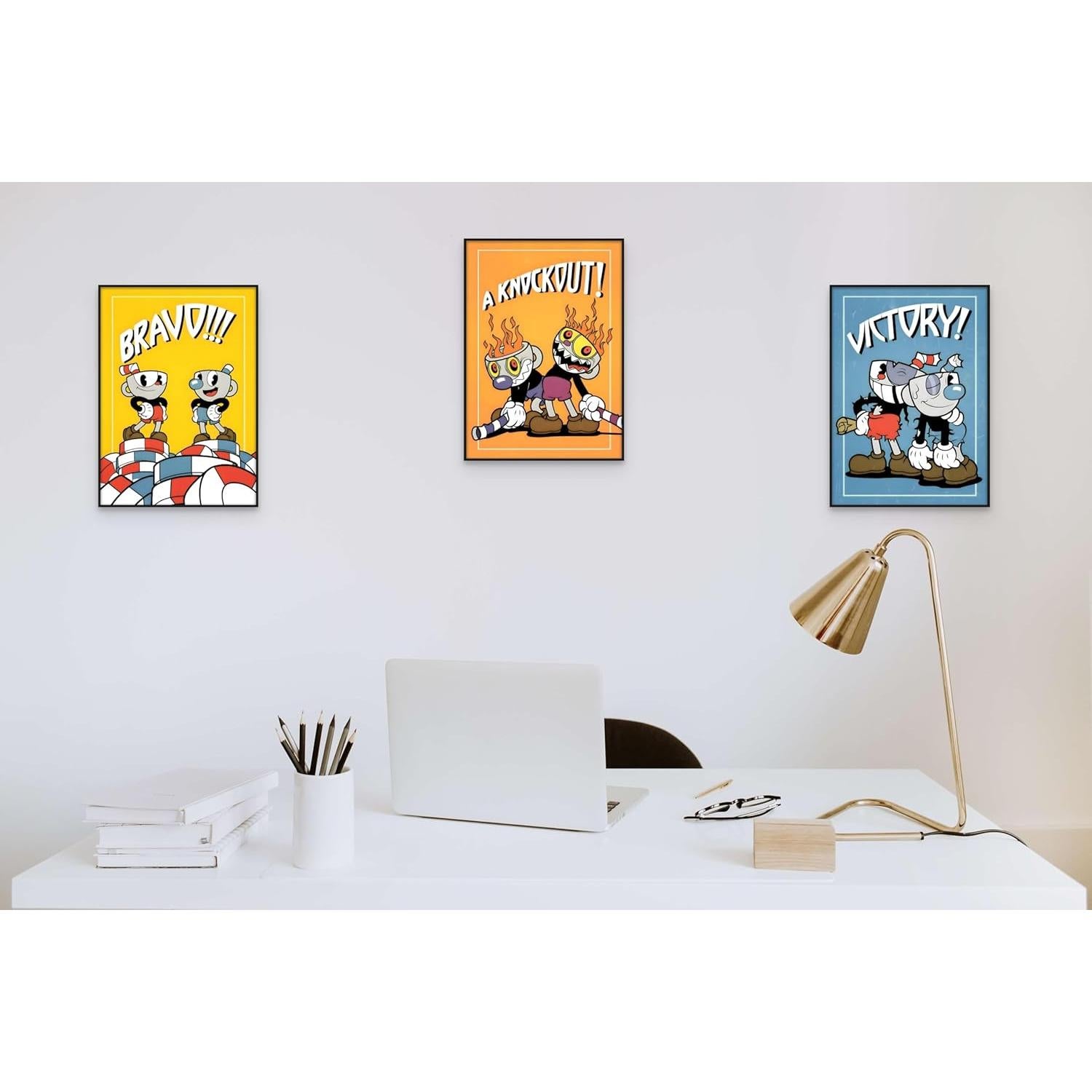 Set de 3 Pósters de Cuphead - Ouroboros Arte y Diseño - 20.32x25.4 cm