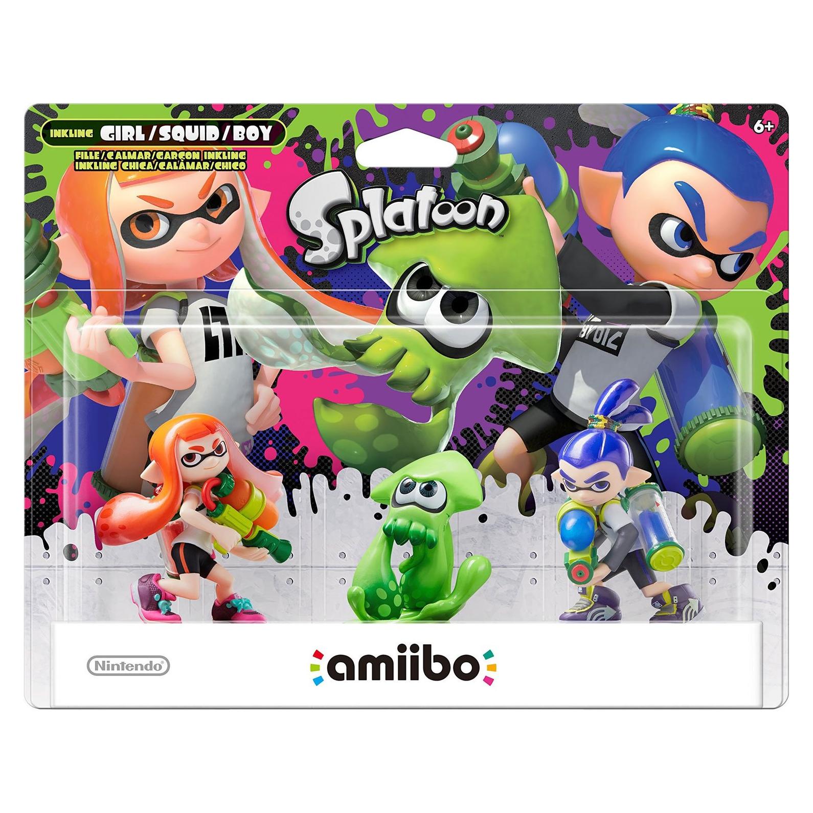 Paquete Triple Amiibo Splatoon Nintendo - Inkling Niña, Niño y Calamar