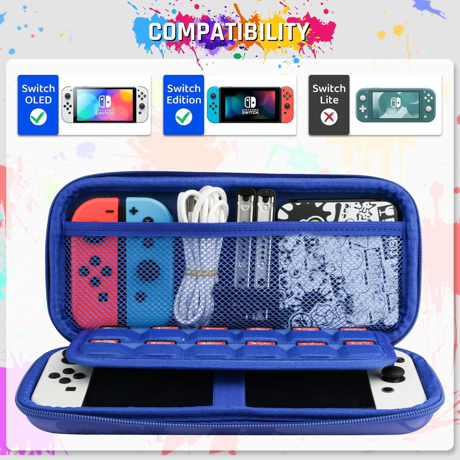 Funda de Transporte Dura RHOTALL Azul para Nintendo Switch